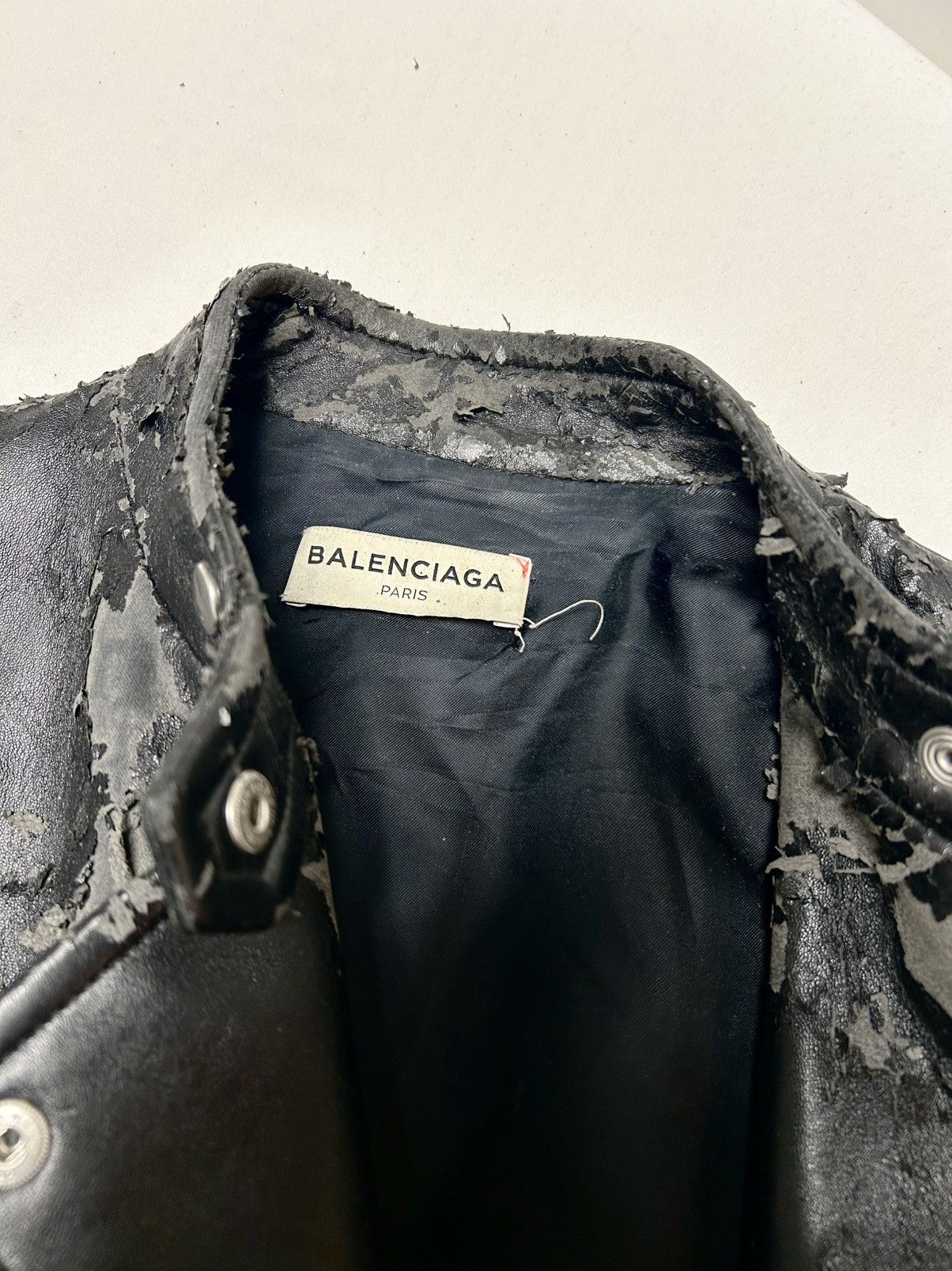 Balenciaga 2017 1/1 Sample Distressed Leather Biker Jacket Size US XS / EU 42 / 0 - 12 Thumbnail