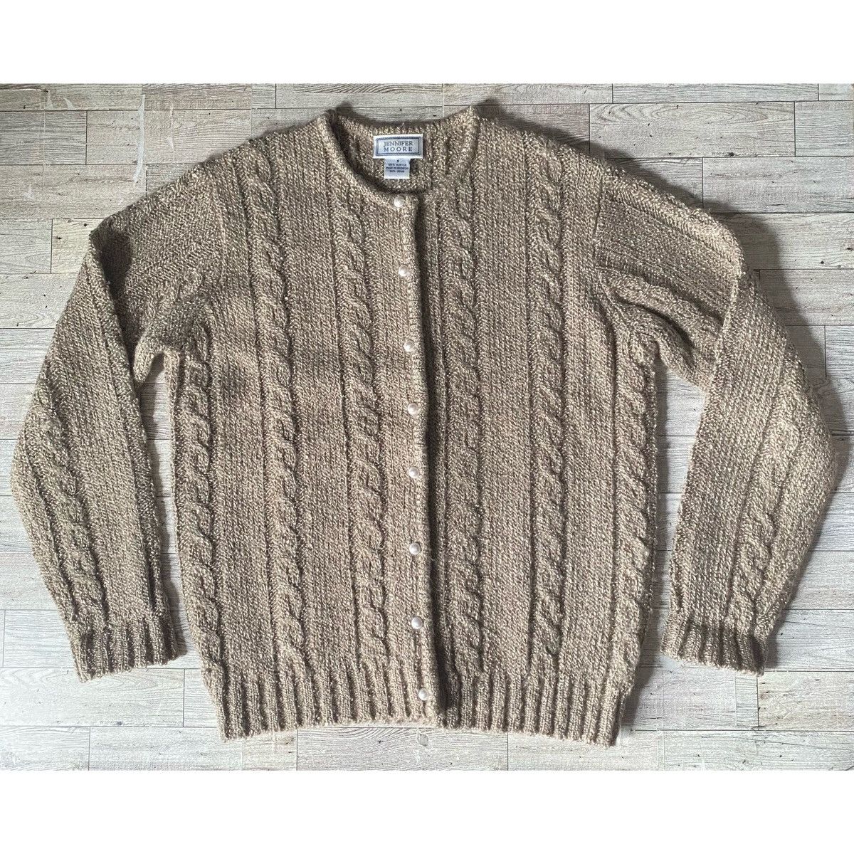 Vintage Jennifer Moore, Vintage, Champagne, Cable Knit Sweater Size S / US 4 / IT 40 - 14 Thumbnail