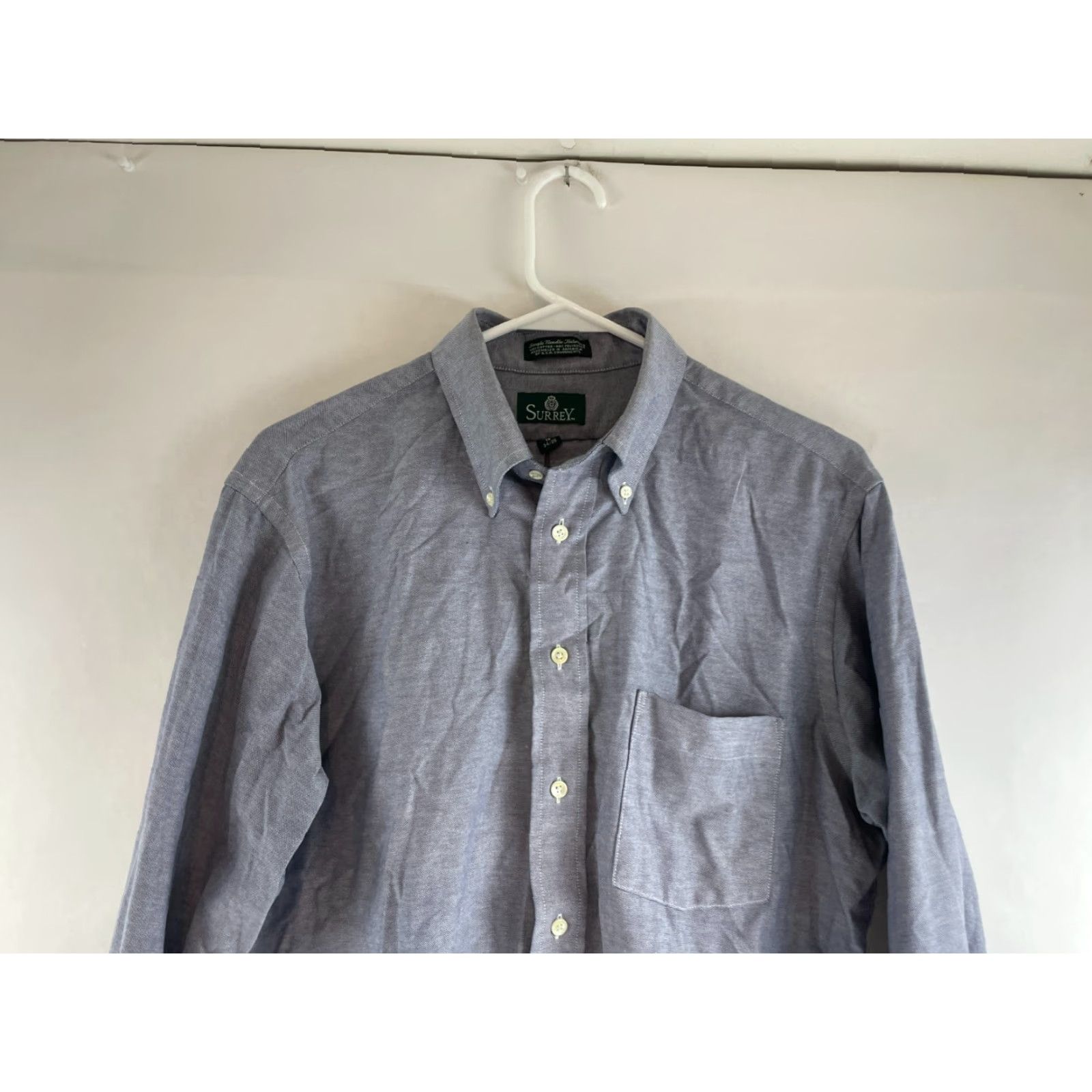 Vintage Surrey Shirt Men’s Size 16 34-35 Button-Down Long Sleeve Pocket Blue White Cotton Polyester Button Up Casual Size US L / EU 52-54 / 3 - 3 Thumbnail