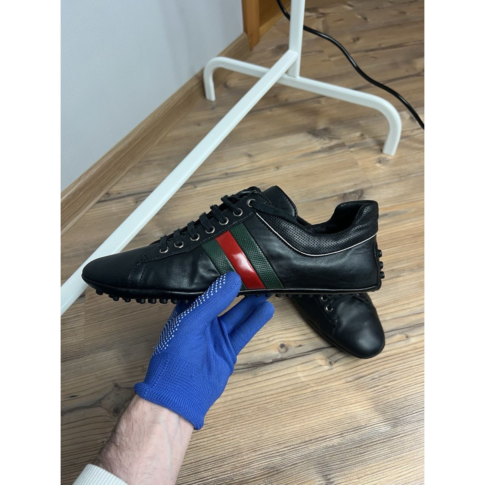 Gucci Gucci Driver Lace Up Men`s Black Leather Sneakers Size 8.5 Size US 8.5 / EU 41-42 - 6 Thumbnail