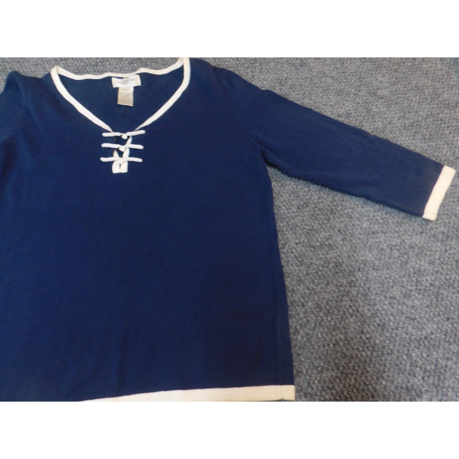 Jones New York Jones New York Sweater Womens Pullover V-Neck Blue Adult Small Size S / US 4 / IT 40 - 2 Thumbnail