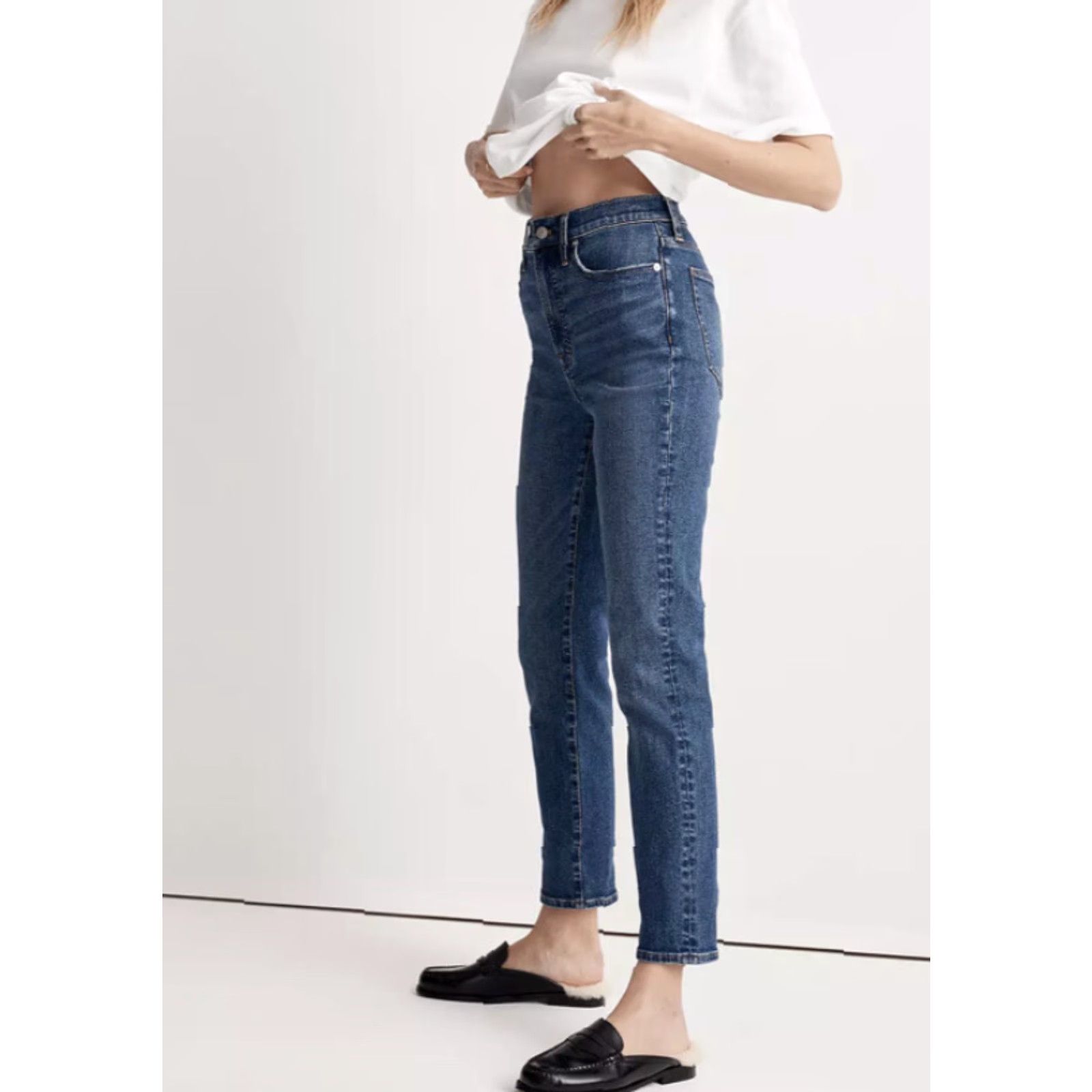 Madewell MADEWELL ThePerfect Jean Manorford Wash Sz 24 Blue Straight Denim Women's Size 42" / US 20 - 4 Thumbnail