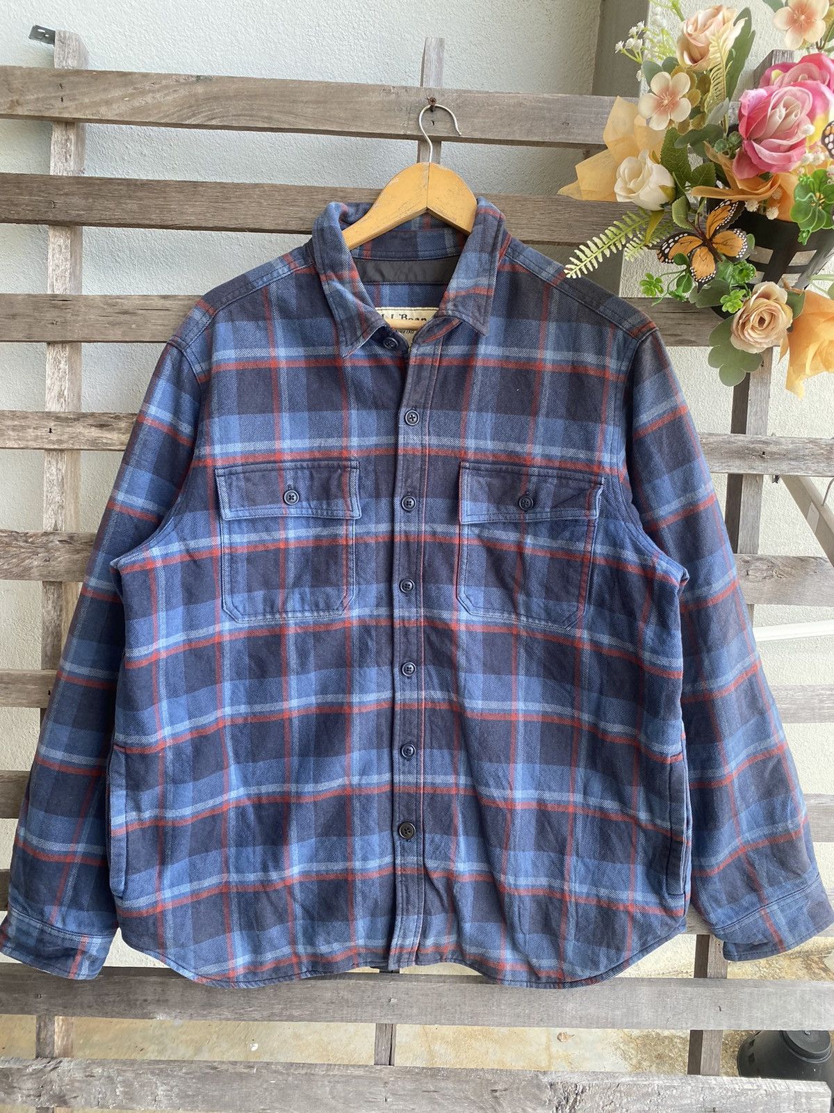 L.L. Bean Vintage Y2K L.L Bean Quilted Lined Plaid Shirt Jacket Size US XL / EU 56 / 4 - 3 Thumbnail