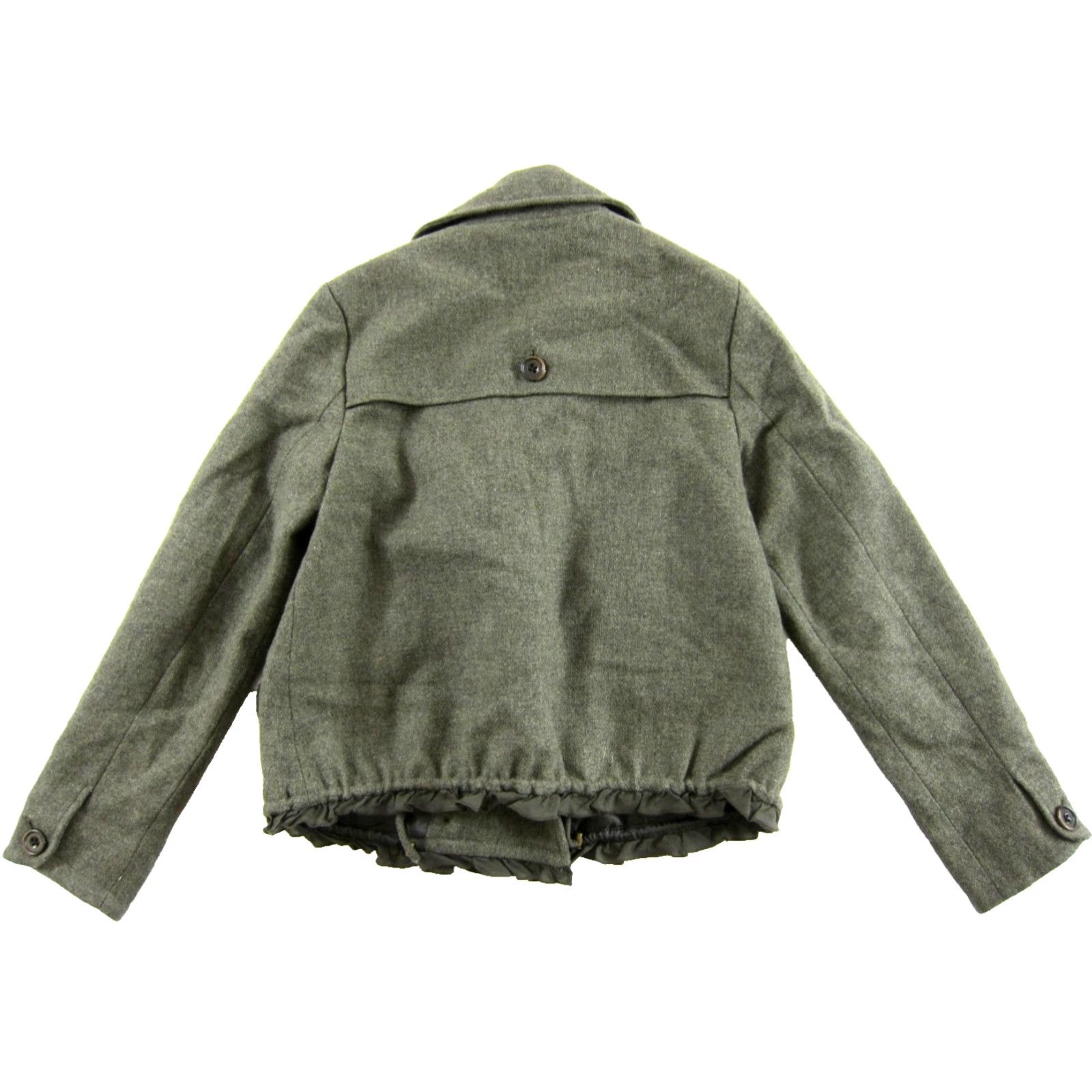 Gap GAP Wool Army Green Ruffle Pea Coat Jacket Small Women’s Wool Pea Coat with Pockets Collared 100% Wool 80s 90s Vintage Style Size 28" / US 6 / IT 42 - 2 Thumbnail