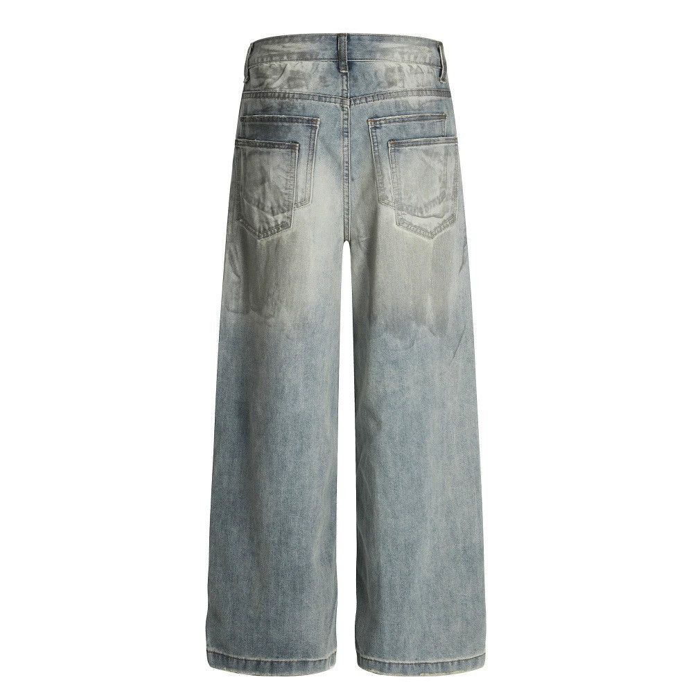 Jean Men's loose distressed washed casual straight ripped jeans Size US 32 / EU 48 - 2 Thumbnail