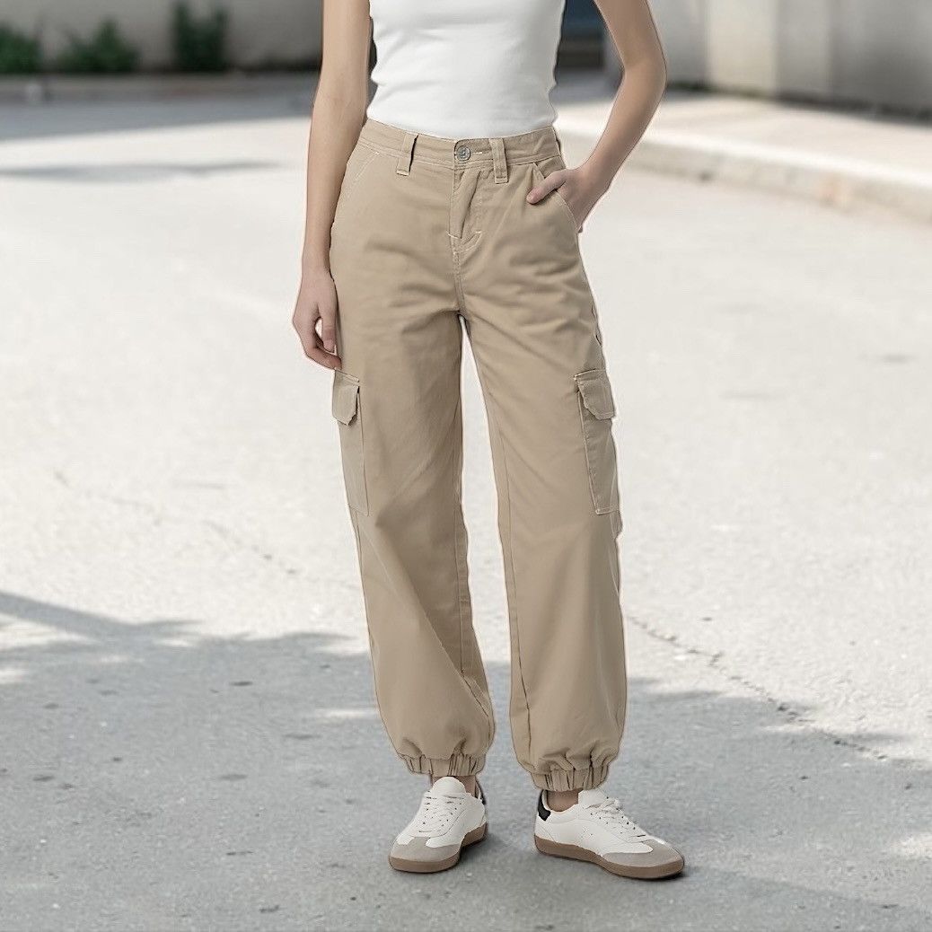 Lucky Brand True Religion Women’s Bobby Baggy Tan Cargo Joggers Sz M Size 34" / US 12 / IT 48 - 2 Thumbnail