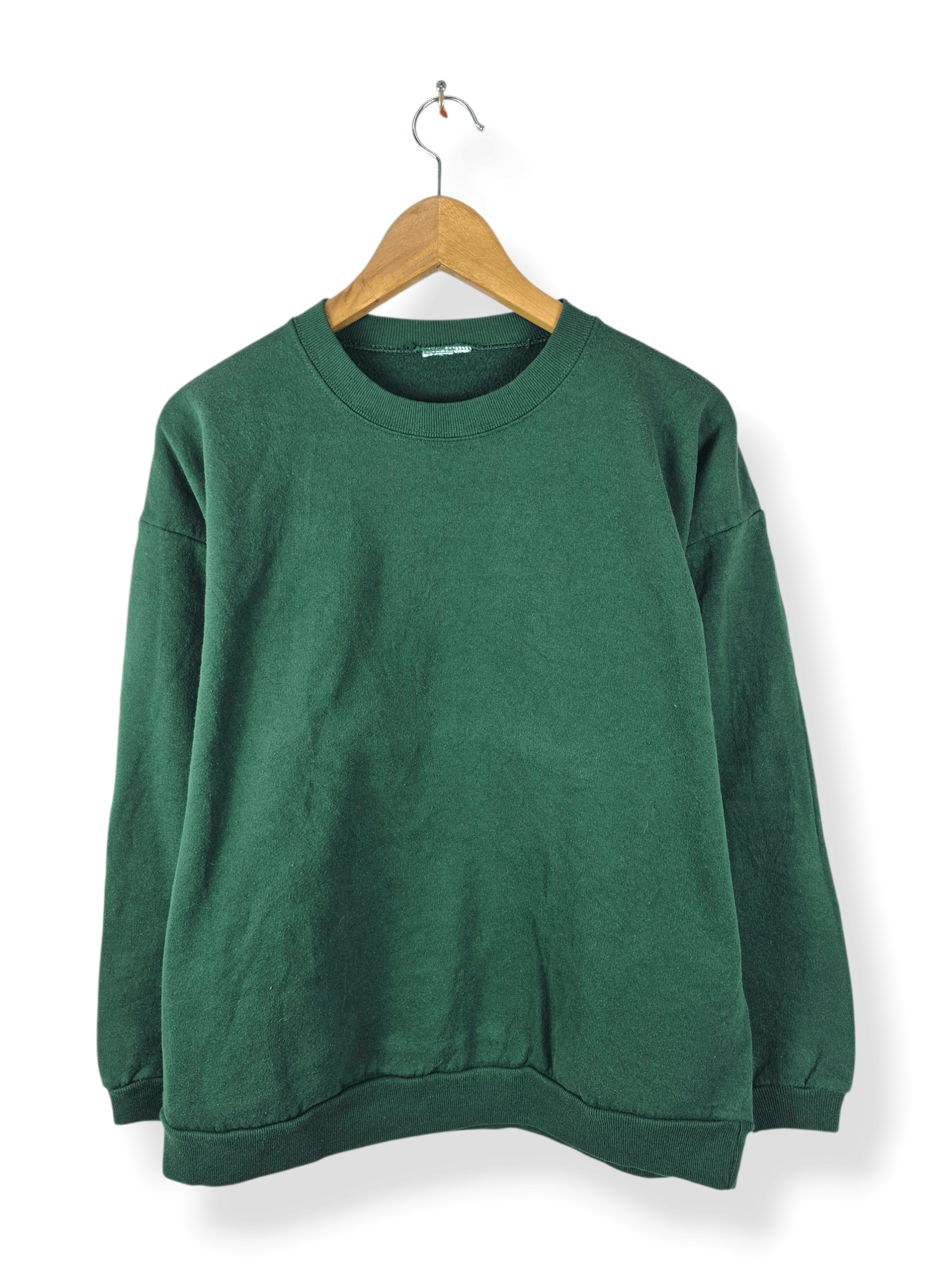 Vintage 🔥 Vintage Plain Green Sweatshirt Pullover Jumper Size US L / EU 52-54 / 3 - 1 Thumbnail