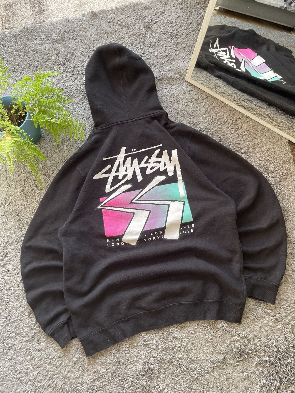 Stussy × Vintage 00s Stüssy Hoodie Streetwear Vintage Big Logo Rare Y2k Size US XL / EU 56 / 4 - 2 Thumbnail
