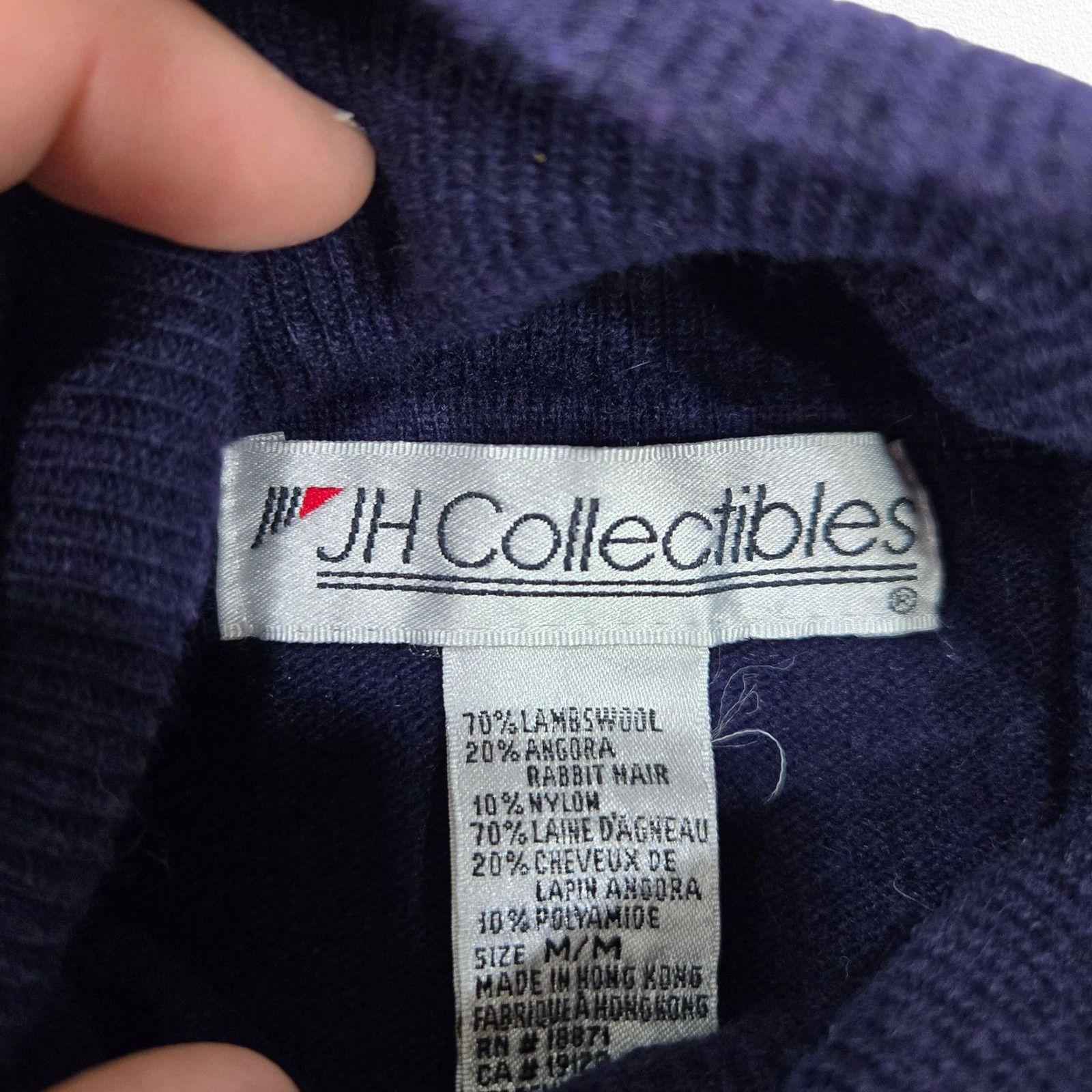 Vintage 80s Navy Blue Lambswool Angora Turtleneck Sweater Size M Size M / US 6-8 / IT 42-44 - 6 Thumbnail