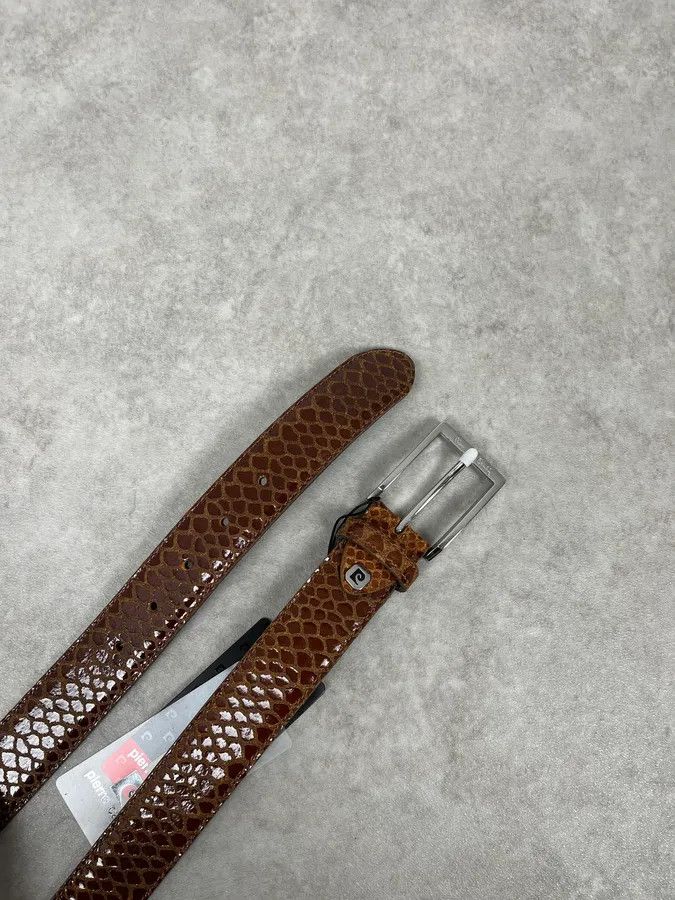 Pierre Cardin Pierre Cardin Python Brown Leather Belt Size ONE SIZE - 5 Thumbnail
