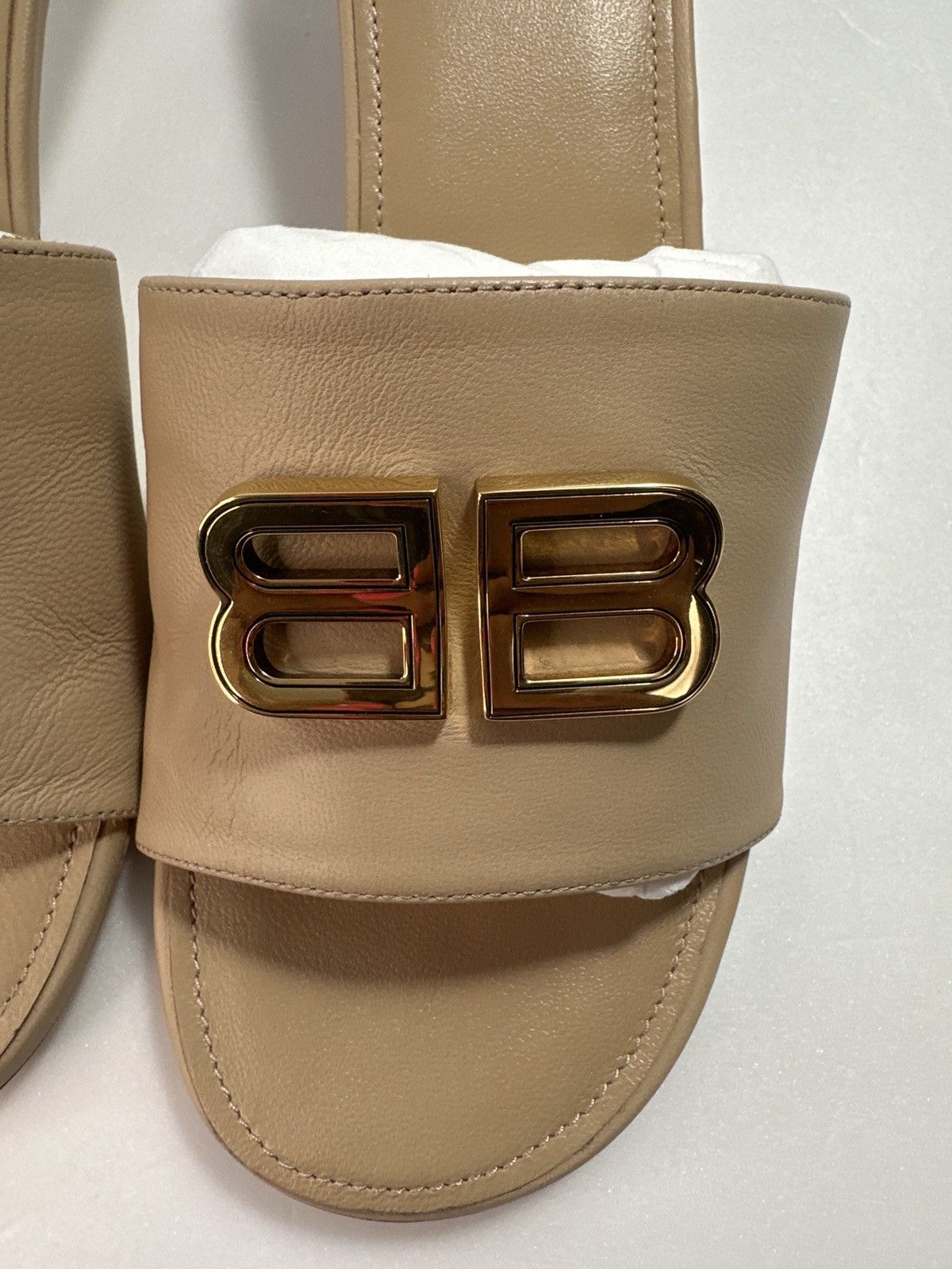 Balenciaga 💯- New Authentic Balenciaga Beige Groupie Leather Heels Size US 9 / IT 39 - 17 Thumbnail