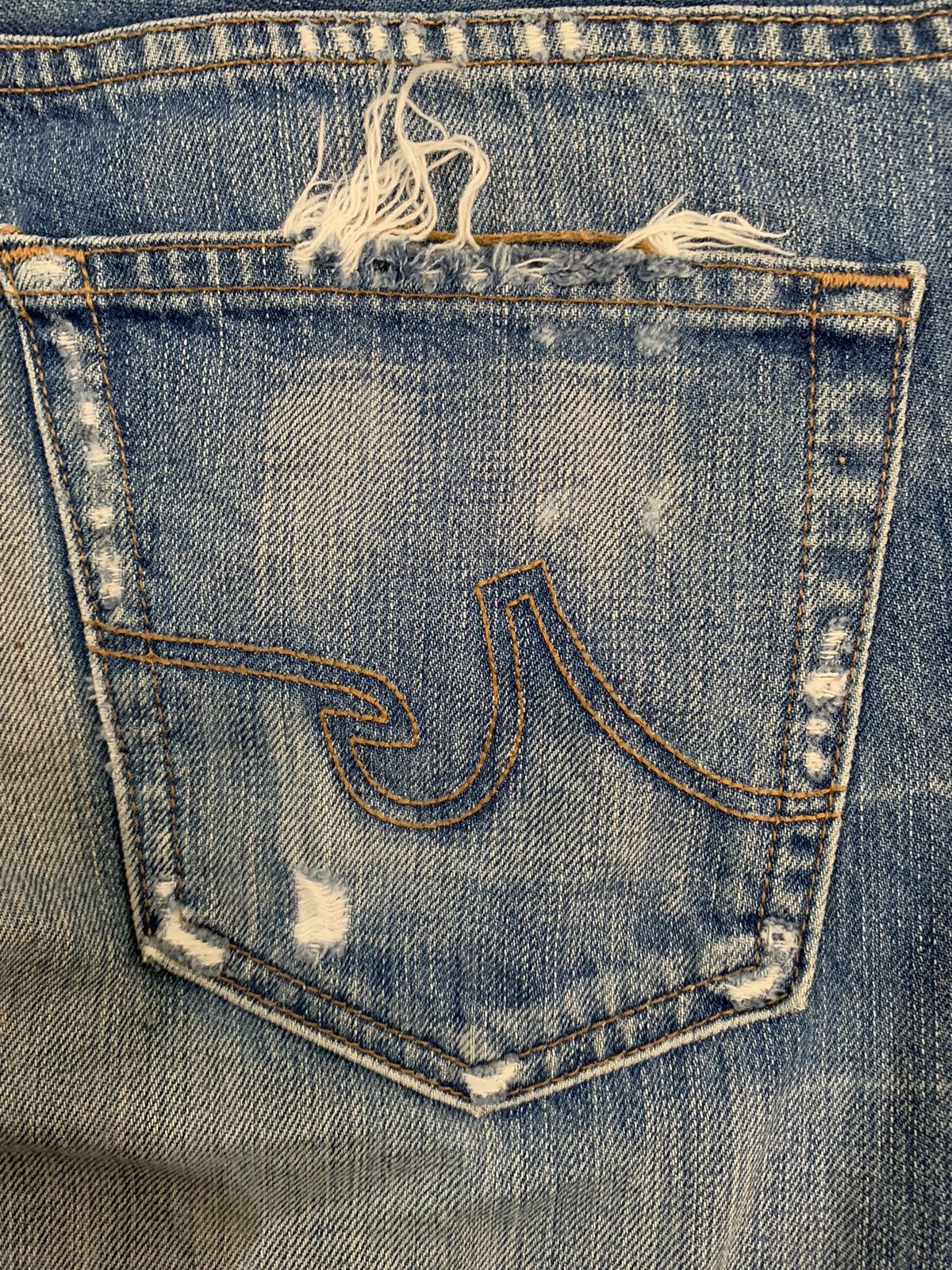 KMRii Vintage Adriano Goldschmied Mud Wash Loose Distressed Jeans Size US 34 / EU 50 - 14 Thumbnail