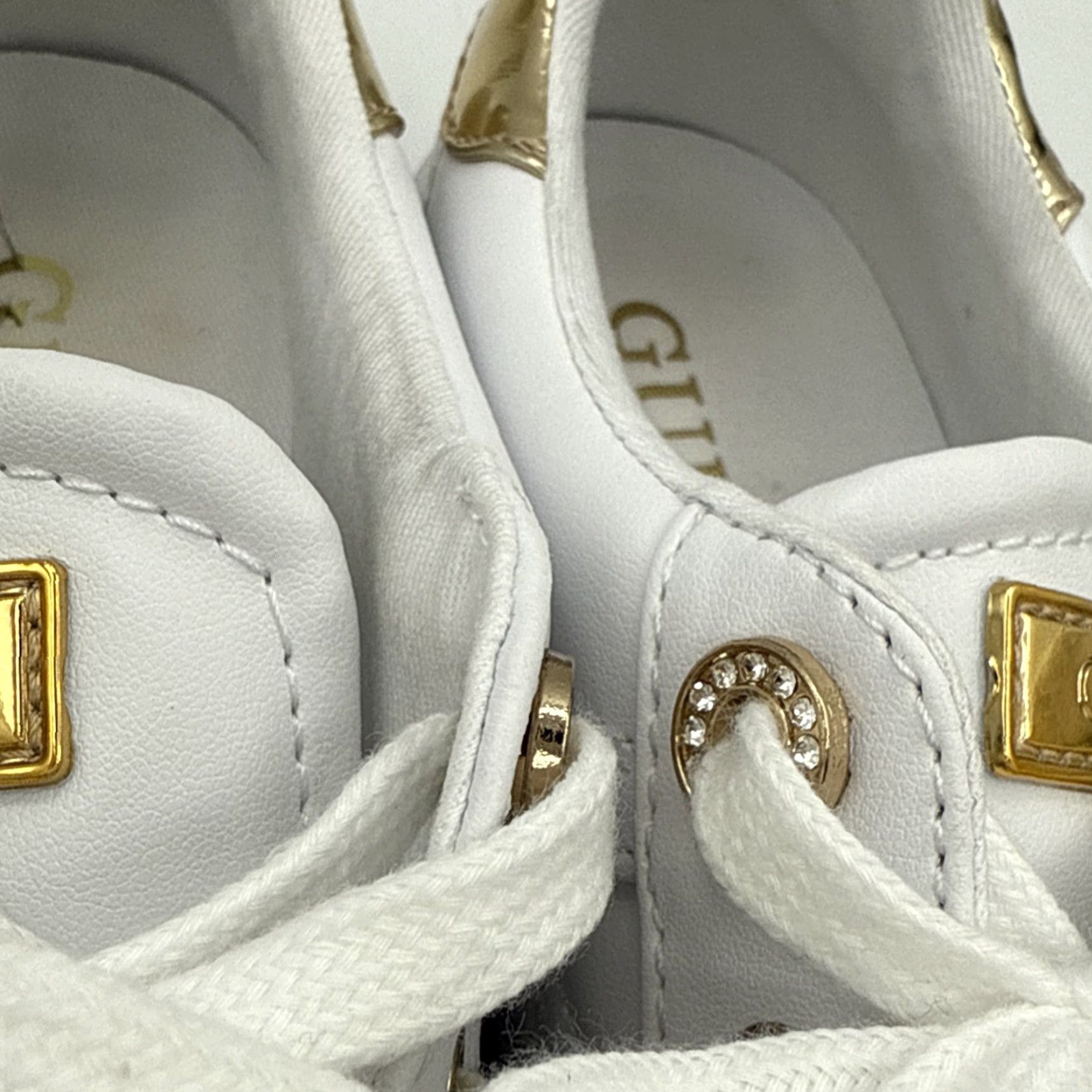 Guess GUESS Women's Loven Casual Lace-Up Sneakers, White, Size 9M Gold Rhinestones - Casual Sneakers Women 9M White Rhinestones GUESS Loven Size US 9 / IT 39 - 5 Thumbnail