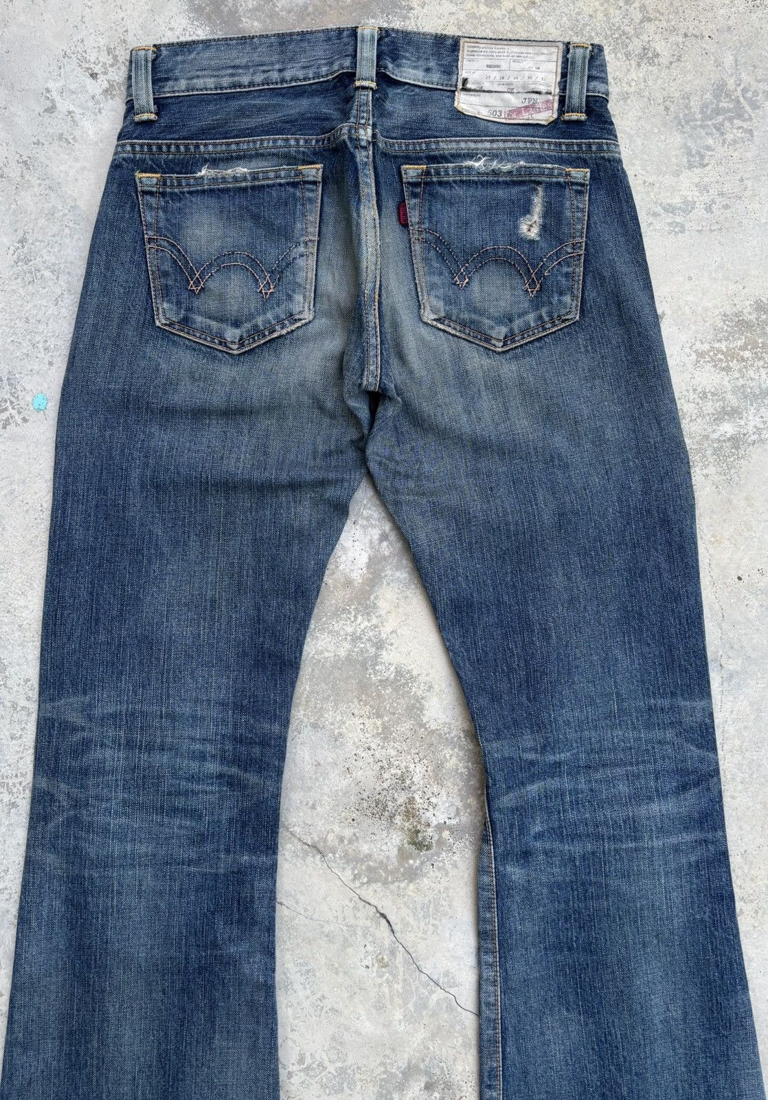 If Six Was Nine Flare Jeans Edwin 503 Japan Mud Wash Distress Bootcut Jean Size 29" - 6 Thumbnail