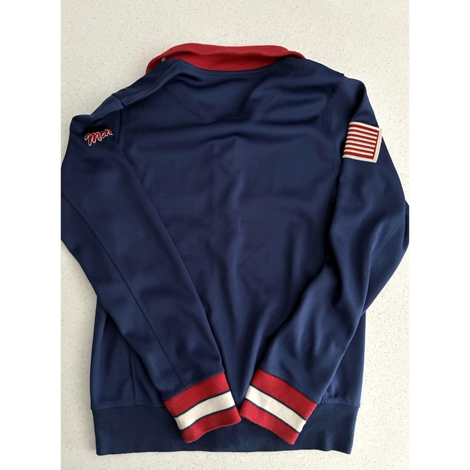 Vintage MONDETTA Track Jacket Men XS Blue USA Olympic Patch Full Zip Varsity Jacket Elastic Waist Short Jacket Solid Pattern Men Size US XS / EU 42 / 0 - 8 Thumbnail