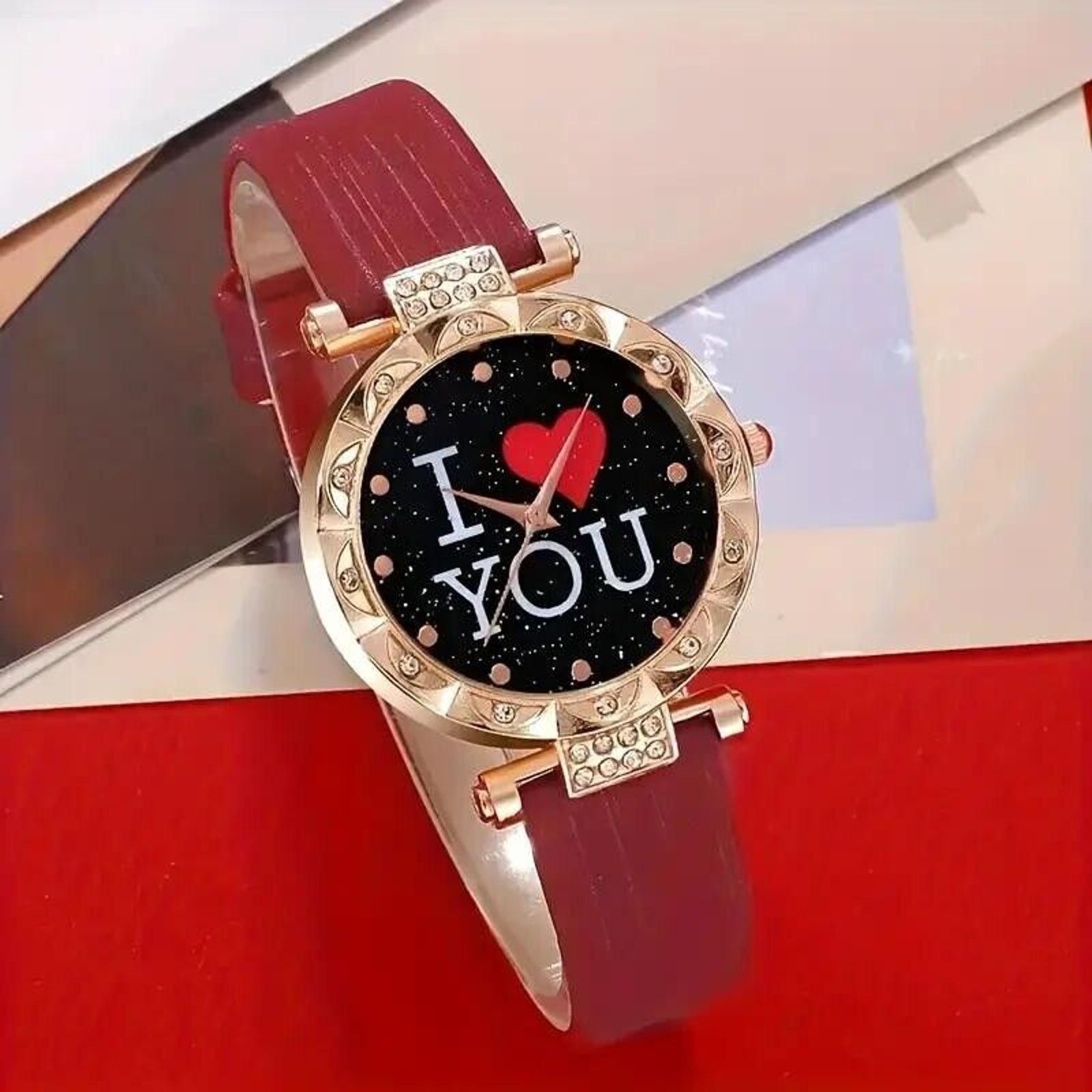 Other 5pc ‘I Luv You’ Watch Jewelry Set • Heart-Shaped Faux Ruby Size ONE SIZE - 3 Thumbnail
