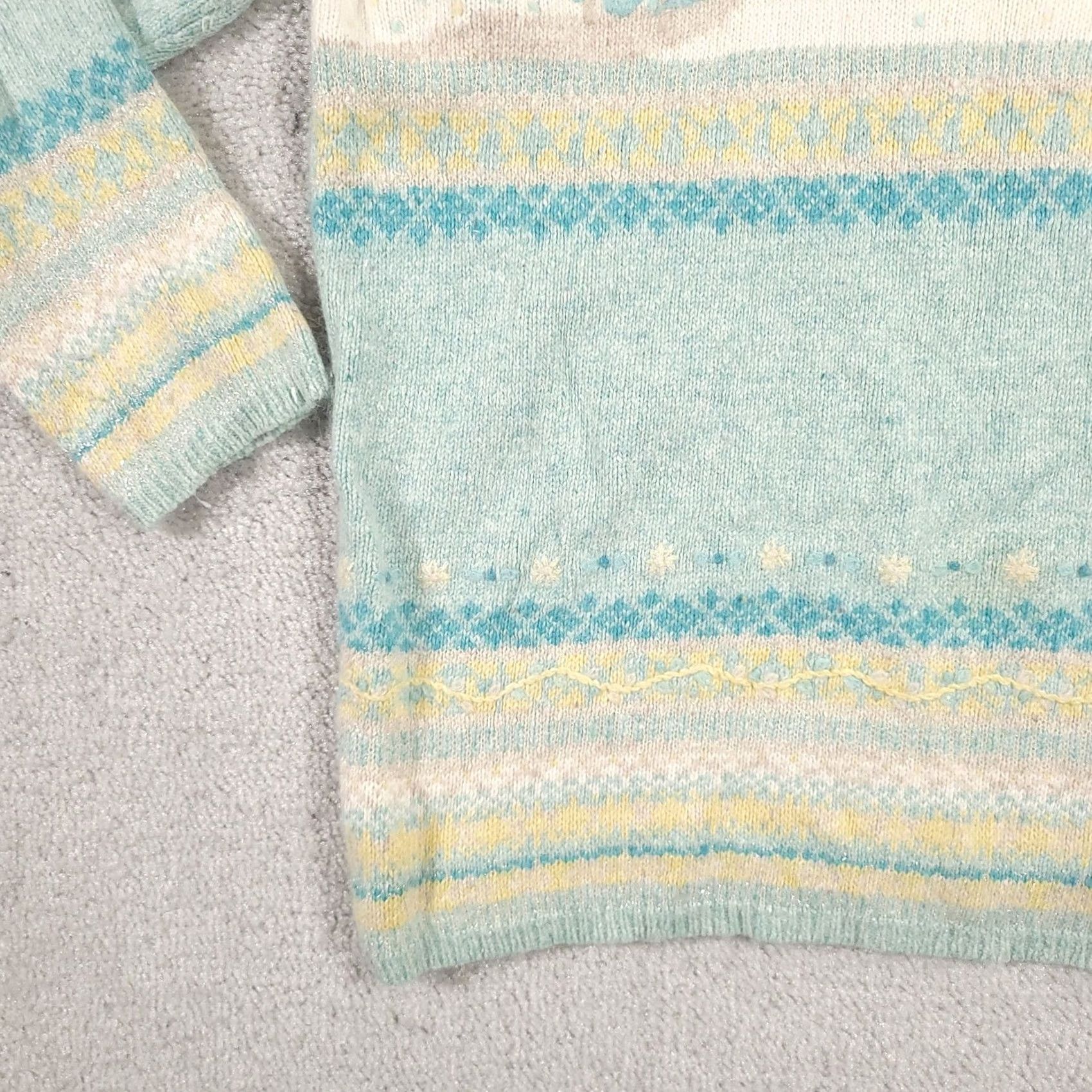 Vintage Monterey Petites by Koret Sweater Womens Medium Blue Angora Pullover Mock Neck 1/4 Zip Raglan Sleeve Knit Christmas Winter Fashion Pullover Size M / US 6-8 / IT 42-44 - 4 Thumbnail