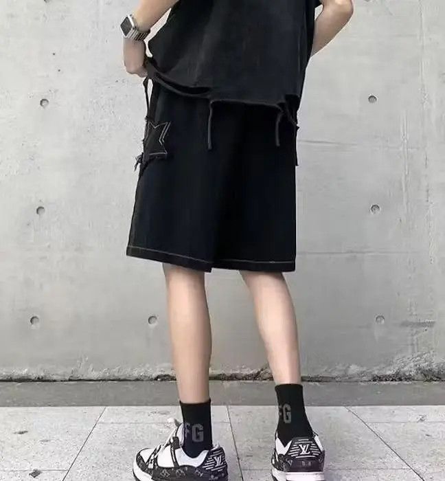 Japanese Brand Black Color Star Patchwork Shorts Short Pant Size US 32 / EU 48 - 4 Thumbnail