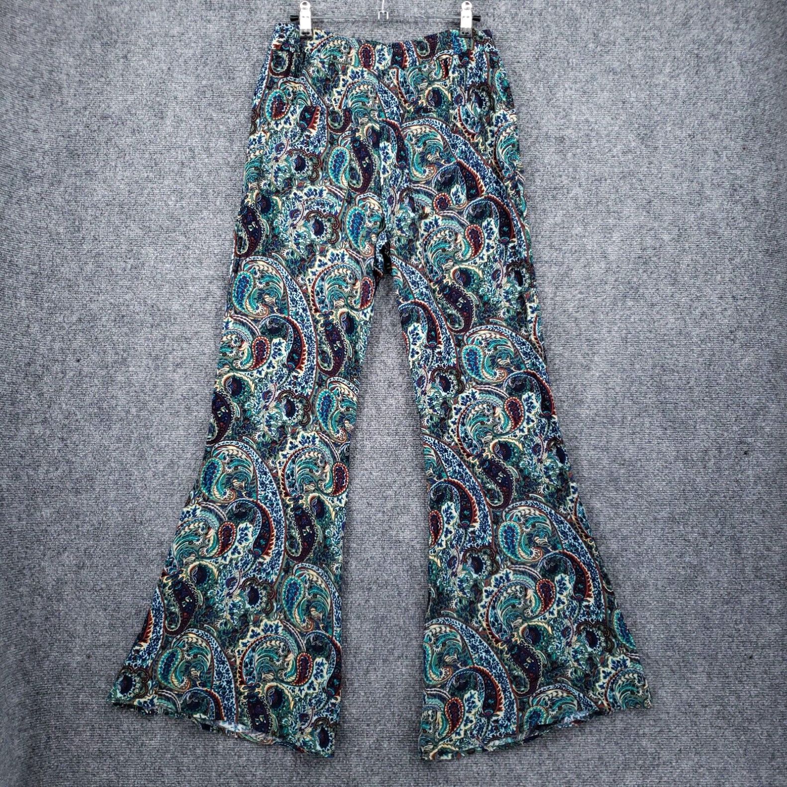 Zara Zara Pants Womens S Small Green Floral Paisley Flared Hi Rise Bell Bottom 90s Size ONE SIZE - 2 Preview