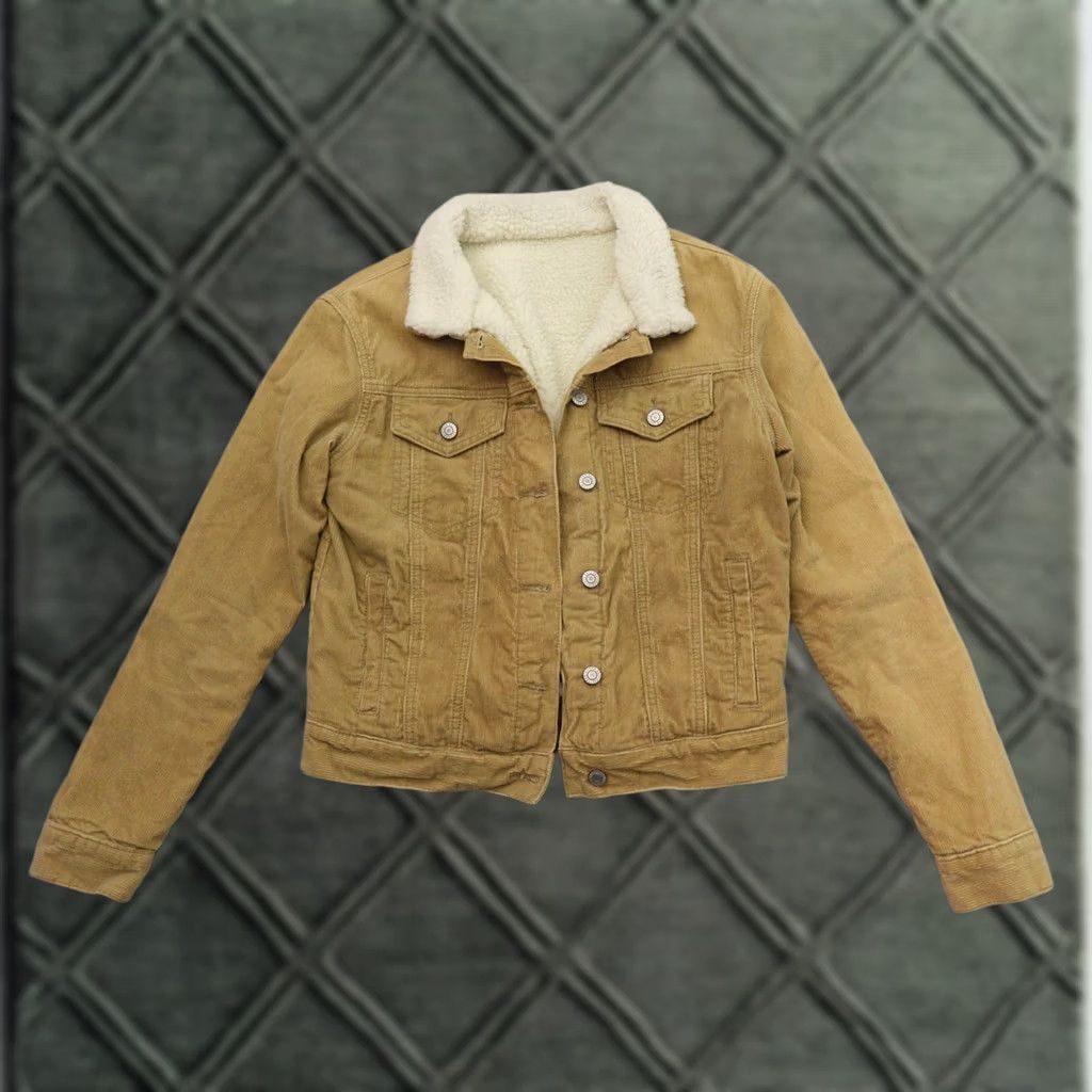 Vintage VINTAGE John Galt Jacket Women Small Corduroy Shacket Beige 18X22 Y2k Sherpa Trucker Melville Size S / US 4 / IT 40 - 1 Thumbnail