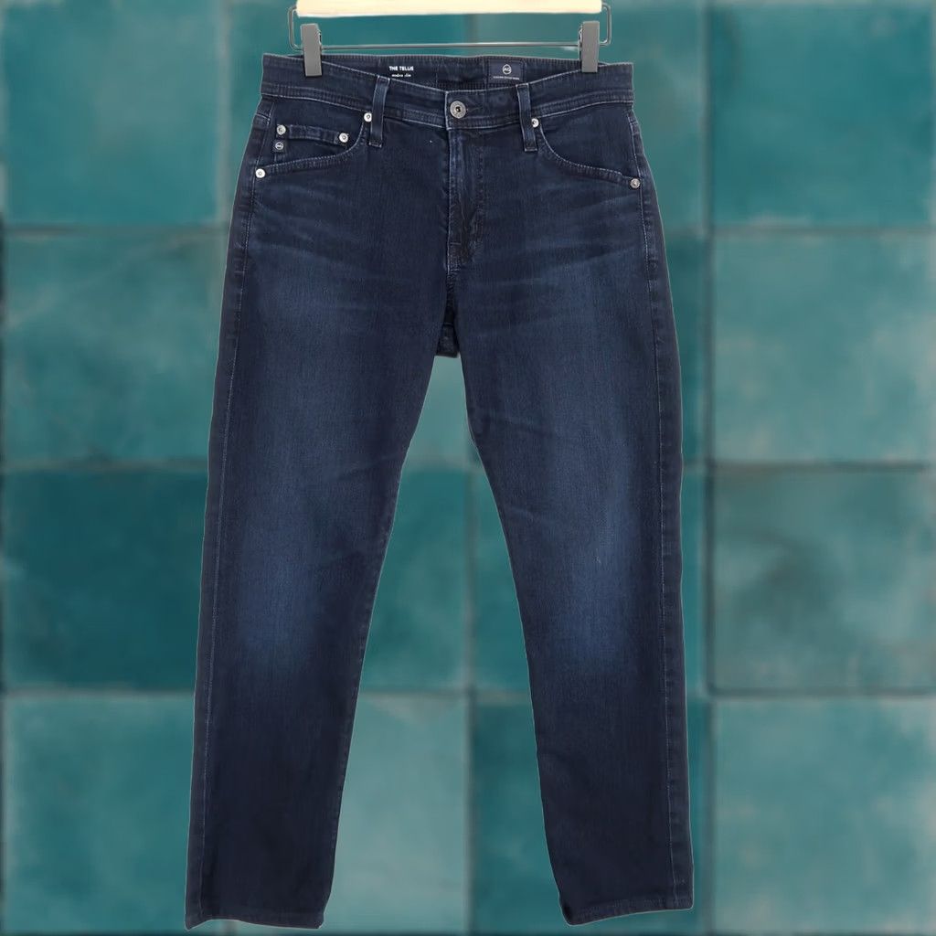 Vintage AG Adriano Goldschmied Jeans Mens 30 Blue The Tellis 30x27 Dark Modern Slim Hemmed Size US 30 / EU 46 - 1 Thumbnail