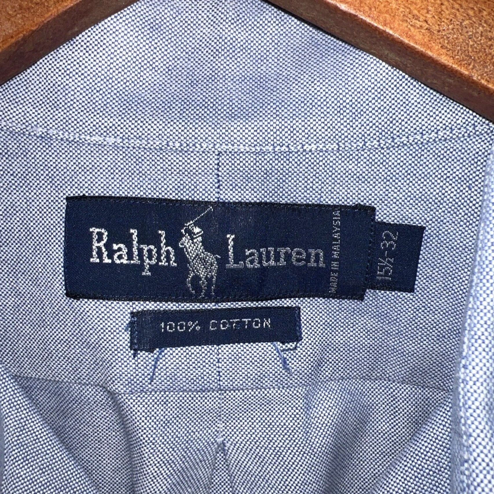 Ralph Lauren RALPH LAUREN Blue Dress Shirt Adult L 15.5-32 Regular Fit Mens Size 42R - 4 Thumbnail