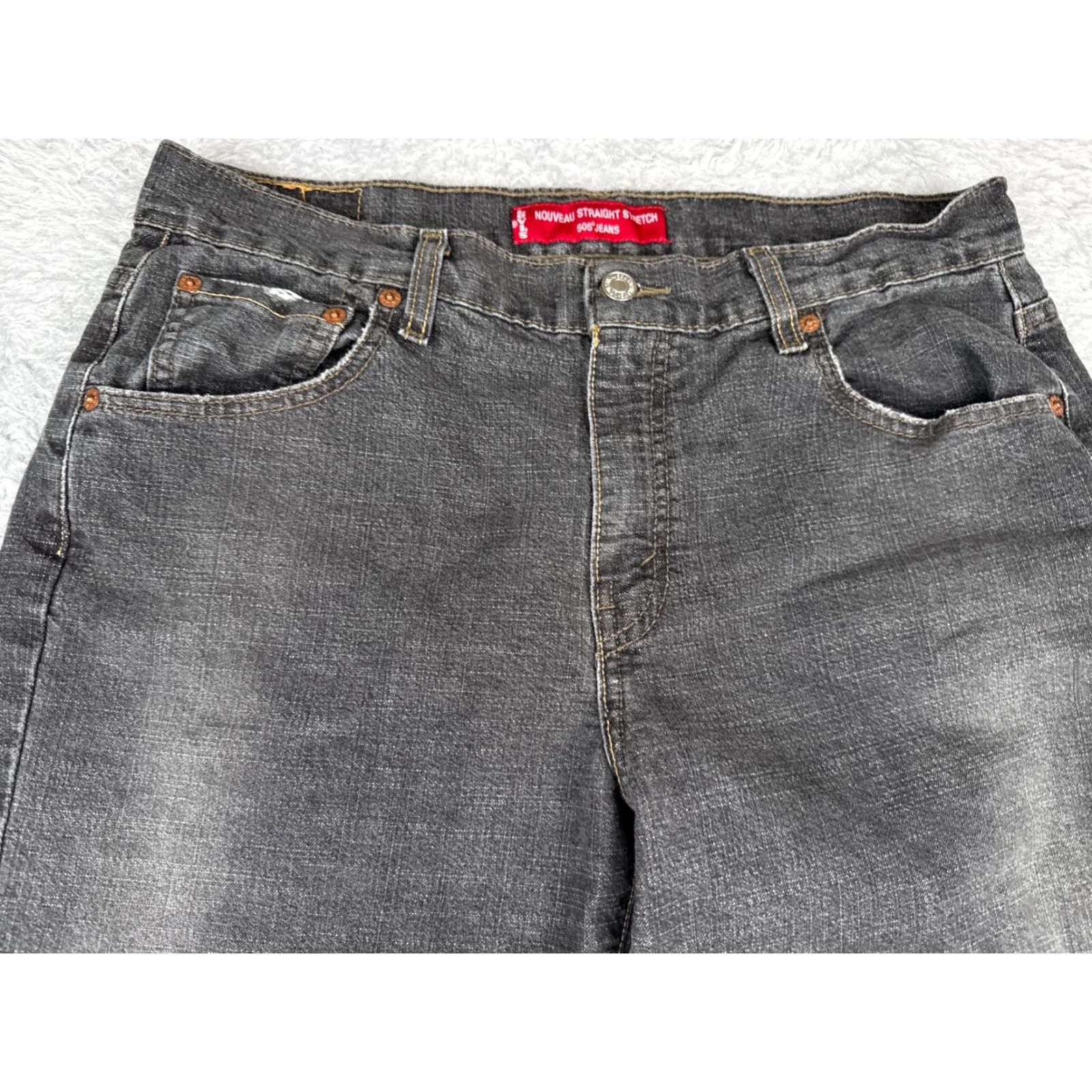 Levi's VINTAGE Levi's Jeans Womens 12 Black Denim 505 Nouveau Straight Leg Stretch 32x32 Jeans Womens 505 Straight Leg Jeans Black 32x32 Mens Womens Size 34" / US 12 / IT 48 - 4 Thumbnail