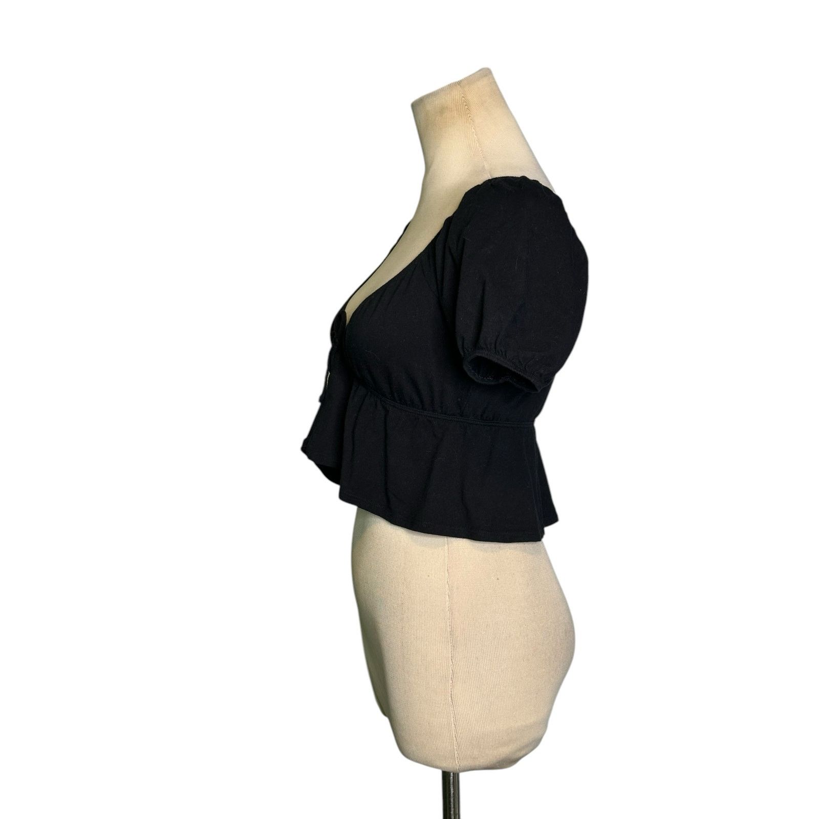 Aritzia Sunday Best black cotton front tie crop blouse size 2XS Size XXS / US 00 / IT 34 - 6 Thumbnail