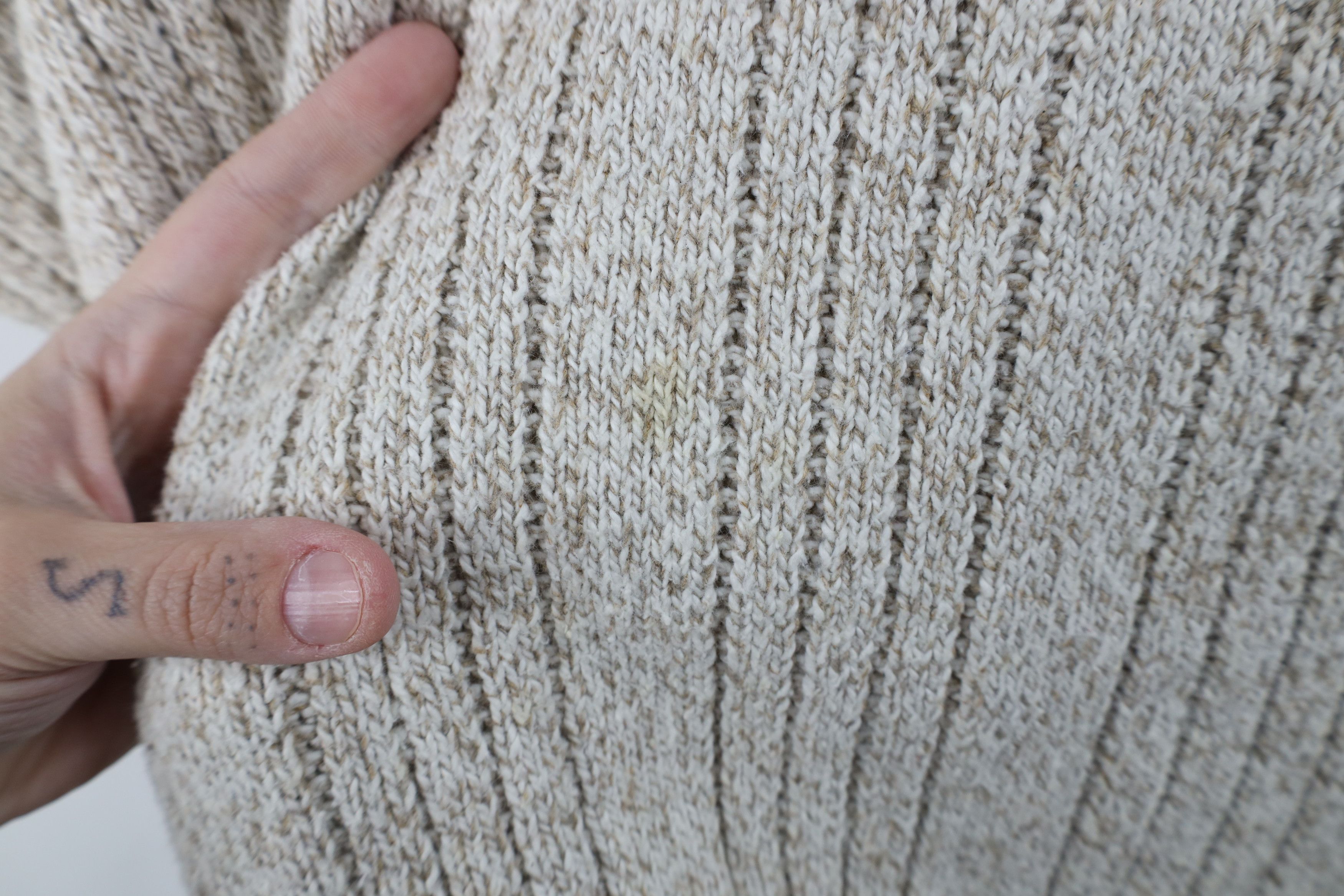 Vintage Vintage 90s Streetwear Ribbed Knit Henley Sweater Beige USA Size US XL / EU 56 / 4 - 5 Thumbnail