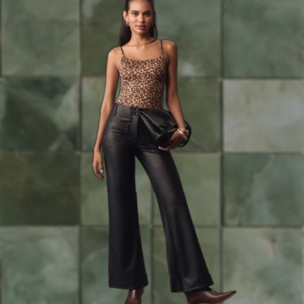 Anthropologie Anthropologie Maeve Junie Pants Size 6 Womens Wide-Leg High Rise Faux Leather Brown Size 28" / US 6 / IT 42 - 1 Thumbnail