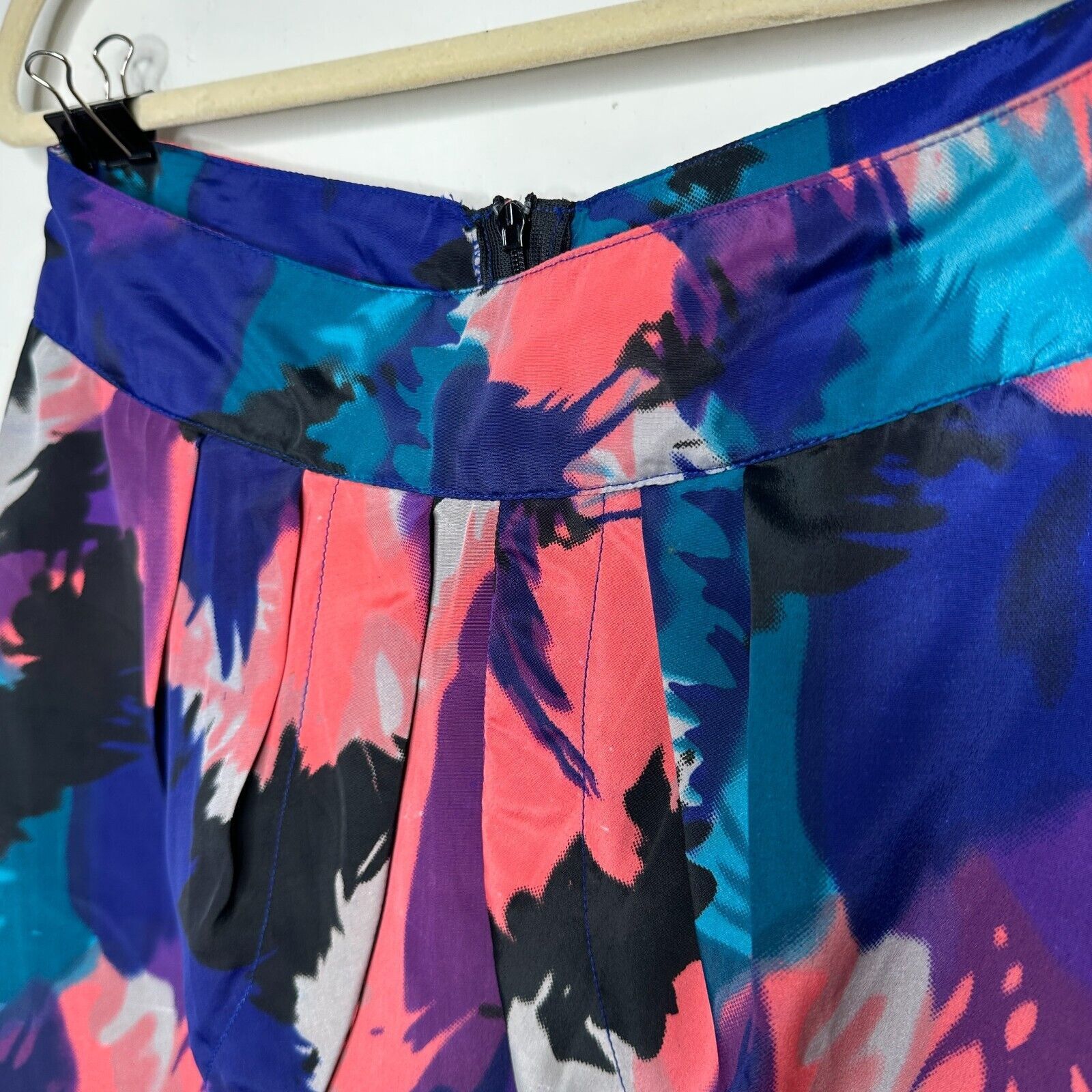 Other Delicia Satin Purple Pink Blue Geometric Tulip Zip Skirt S Size 27" / US 4 / IT 40 - 5 Thumbnail