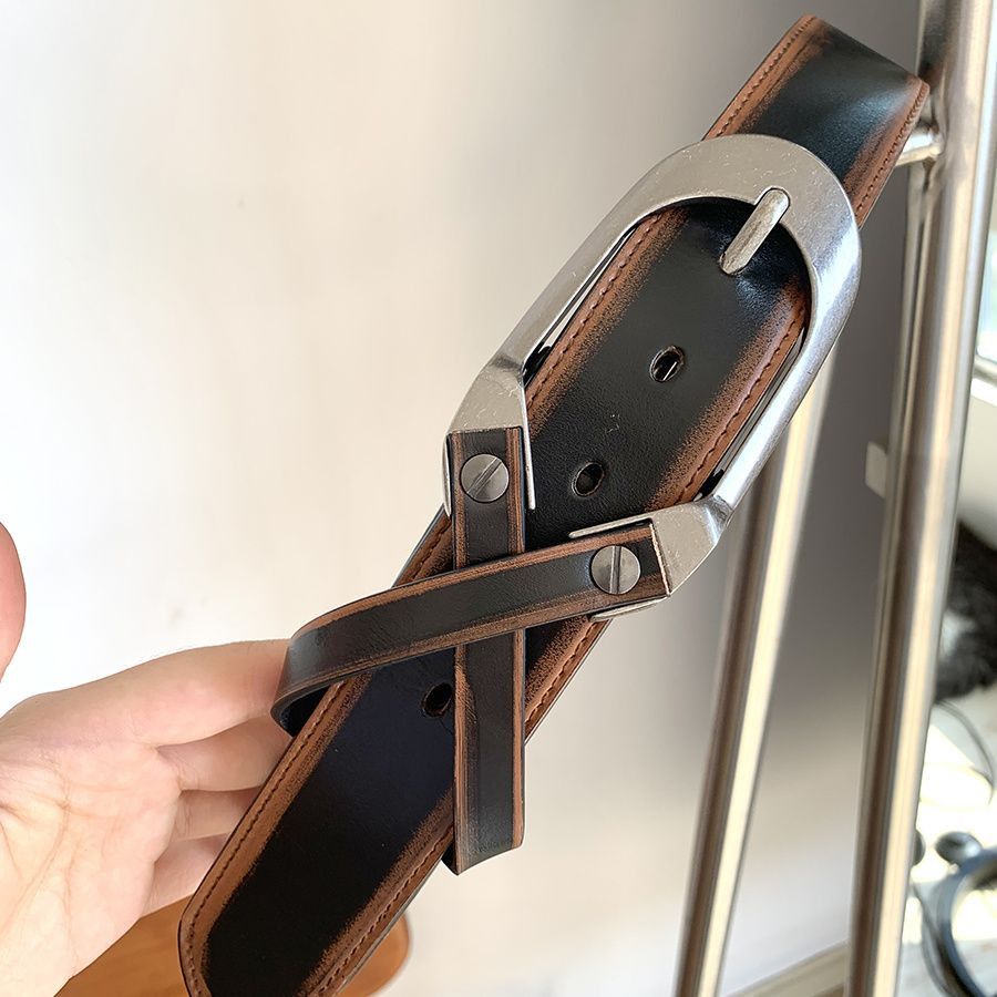 Designer New Trend Vintage Belt Riveted Belts Menswear Accessories Size ONE SIZE - 6 Thumbnail