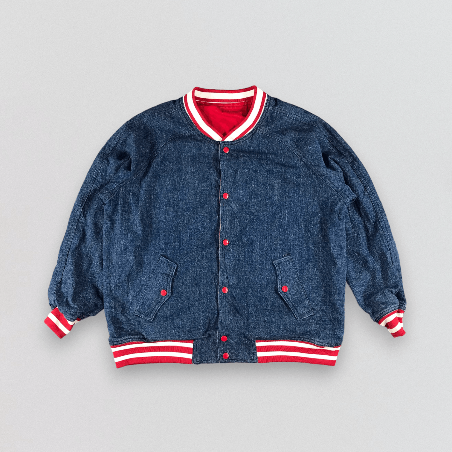 Japanese Brand Blue Moon Blue Denim Reversible Varsity Jacket Size US M / EU 48-50 / 2 - 1 Thumbnail