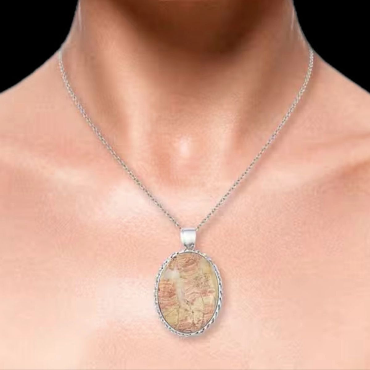 Other Rainbow Picasso Jasper Pendant Necklace Gemstone Brass 18" Size ONE SIZE - 2 Thumbnail