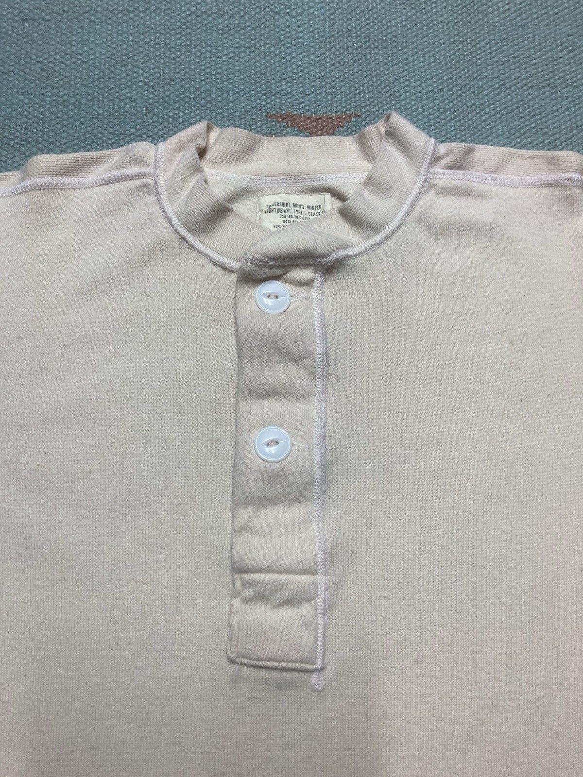 Vintage Military henley shirt wool blend undershirt Vietnam 1970 med Size US M / EU 48-50 / 2 - 5 Thumbnail