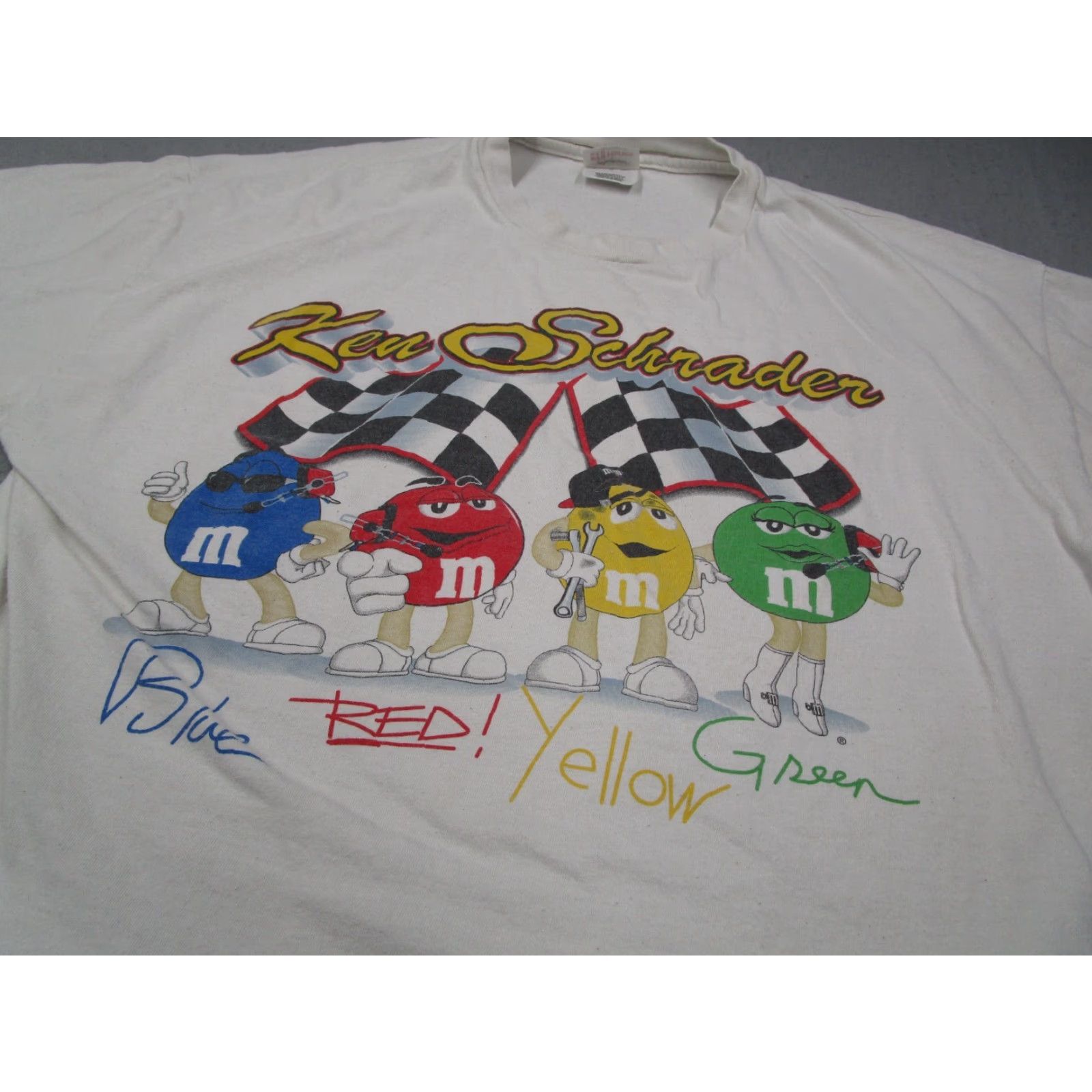 NASCAR VINTAGE NASCAR Shirt Mens XL White STEDMAN Hanes Ken Schrader M&Ms Graphic 2000s Cars Sports T-Shirt Mens XL White Size US XL / EU 56 / 4 - 2 Thumbnail