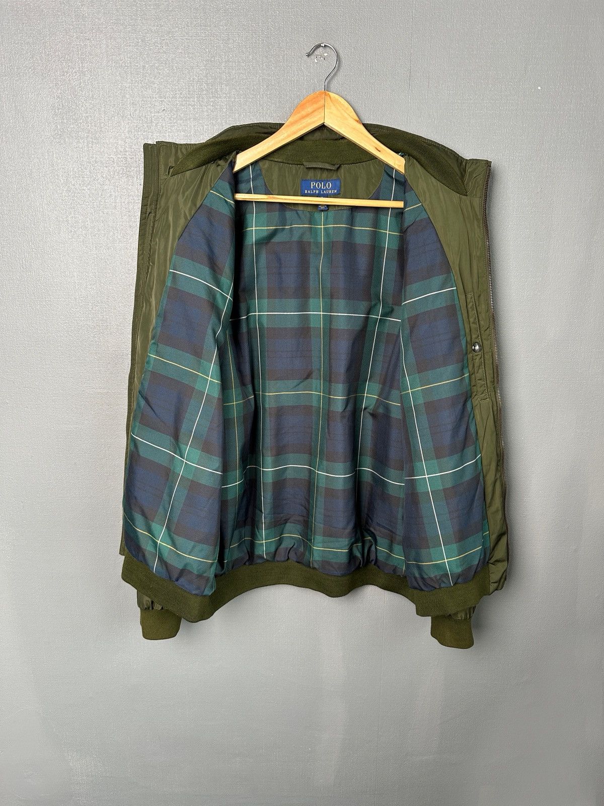 Polo Ralph Lauren POLO RALPH LAUREN Khaki Green Bomber Jacket Tartan Lined XL Size US XL / EU 56 / 4 - 3 Thumbnail