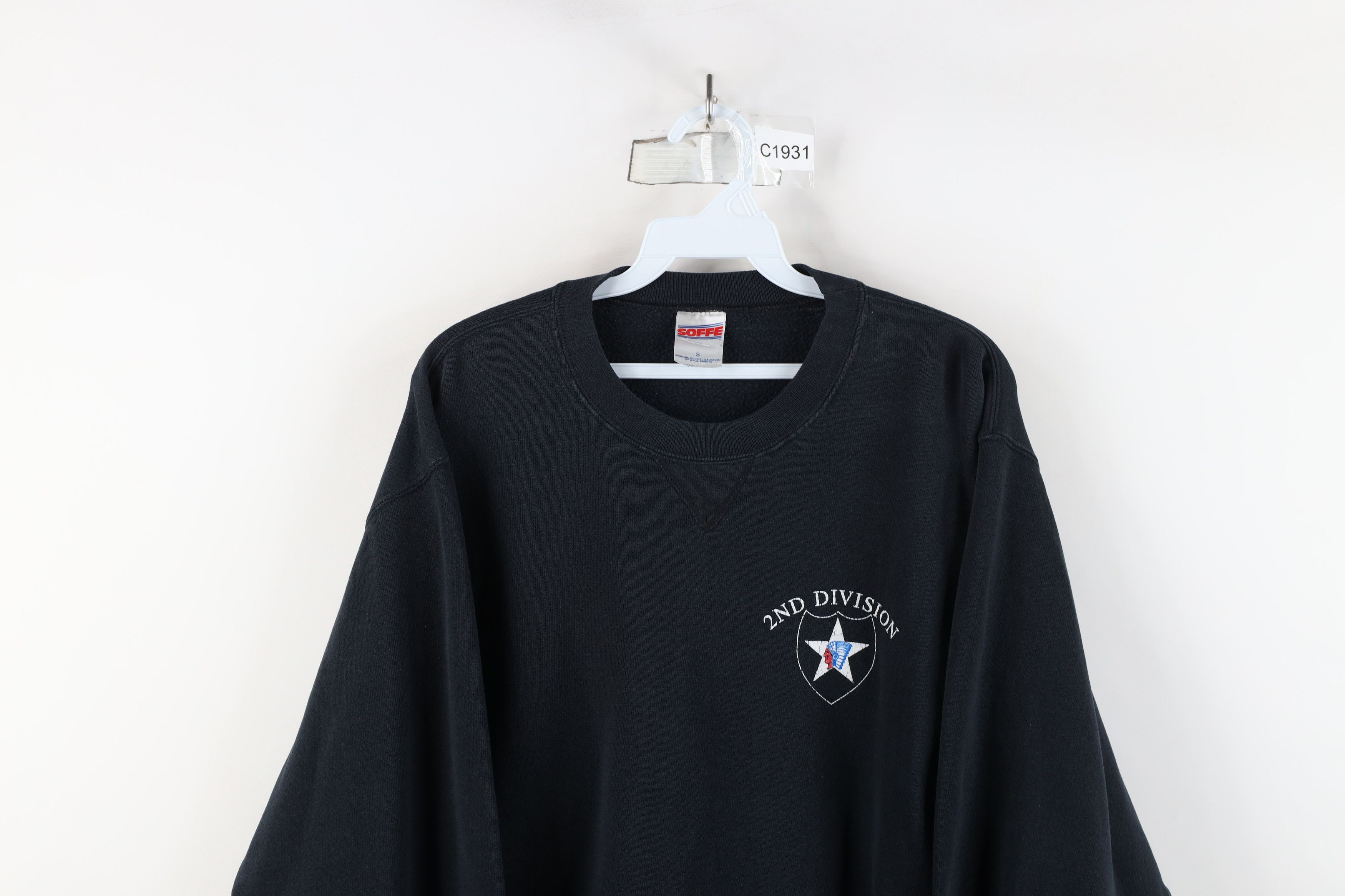 Vintage Vintage 90s Army Military 2nd Division Sweatshirt Black Size US S / EU 44-46 / 1 - 2 Thumbnail