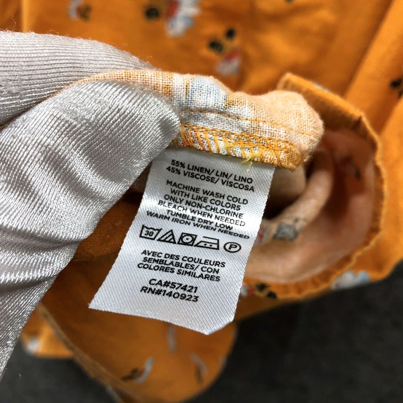 Loft LOFT Womens Blouse Mustard Yellow Floral Linen Blend Extra Large XL Short Sleeve Size L / US 10 / IT 46 - 8 Thumbnail