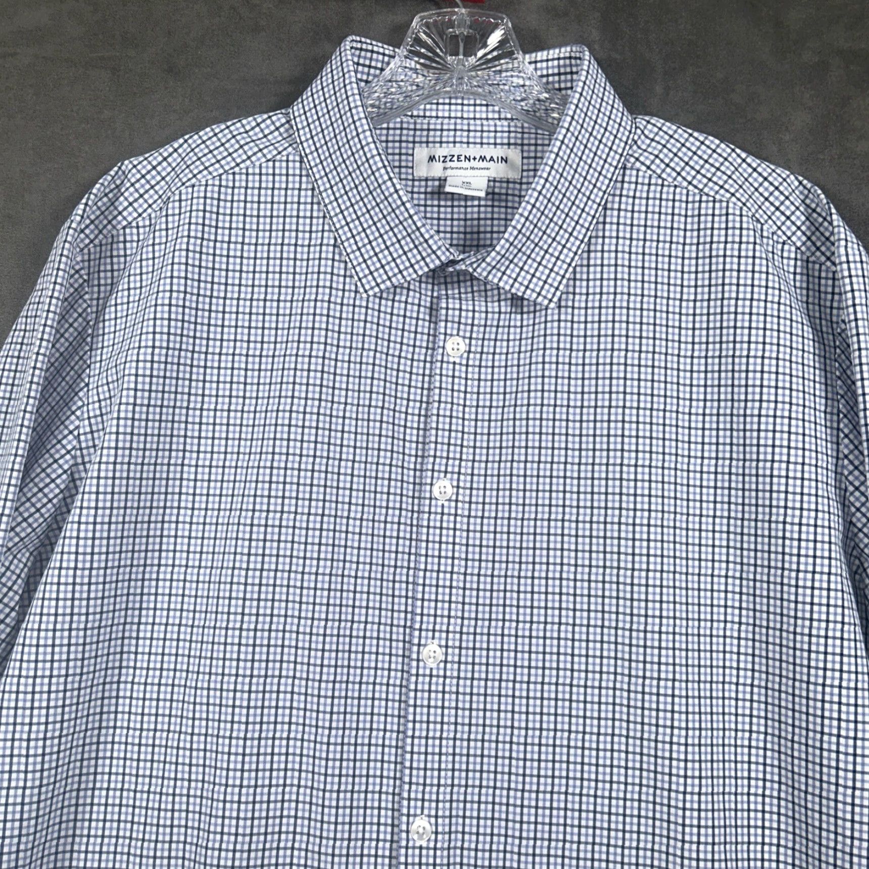 Mizzen+Main Mizzen+Main Button-Up Shirt Long Sleeve Slim Fit Mens 2XL Blue Check Size US XXL / EU 58 / 5 - 2 Thumbnail