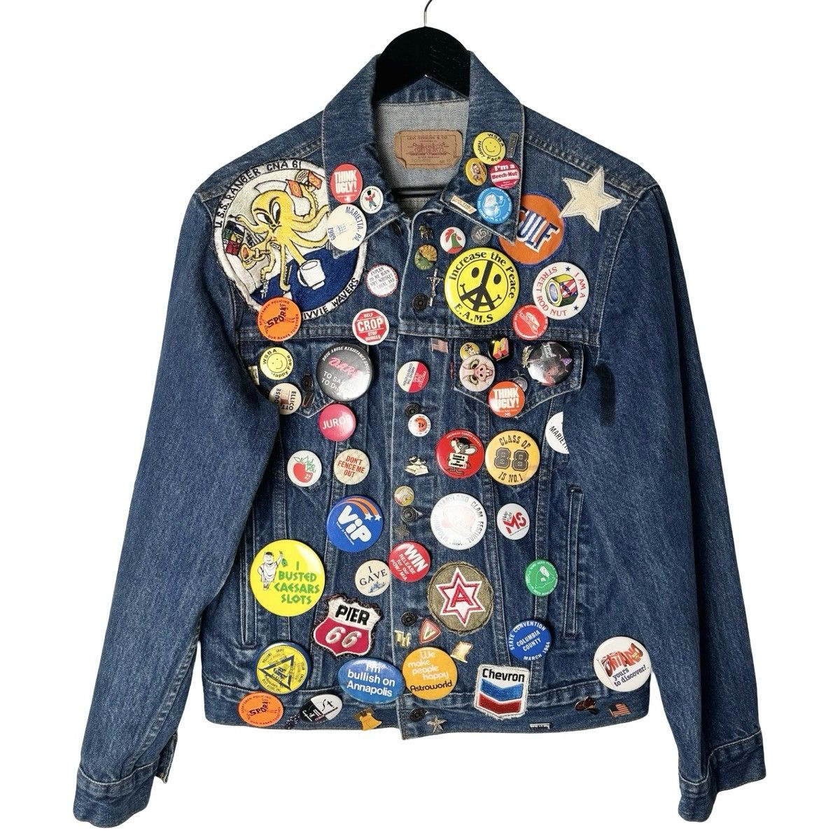 Levi's Vintage Levis 70506-0216 Denim Jacket M Gulf Marines Pins Size US M / EU 48-50 / 2 - 1 Thumbnail