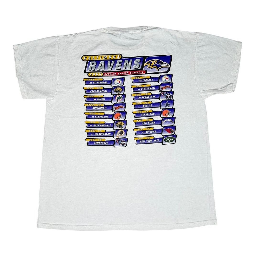 Majestic × NFL × Vintage Vintage Baltimore Ravens 2000 NFL Schedule T-Shirt Size US L / EU 52-54 / 3 - 1 Thumbnail
