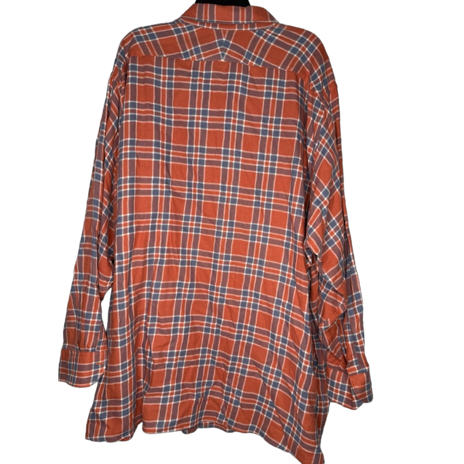 Proper Cloth Proper Cloth Linen Plaid Shirt Mens 20.5 36 Orange Button Long Sleeve Size US XXL / EU 58 / 5 - 1 Thumbnail