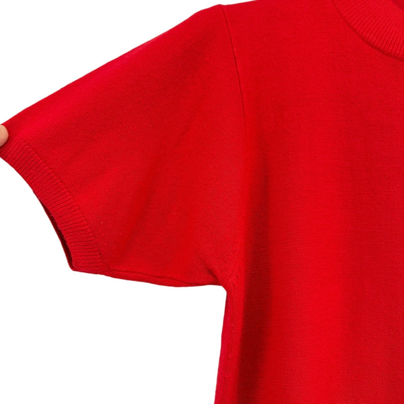 Other Tan Jay Women Sweater Medium Red Short Sleeve Mock Neck Acry Size M / US 6-8 / IT 42-44 - 4 Thumbnail