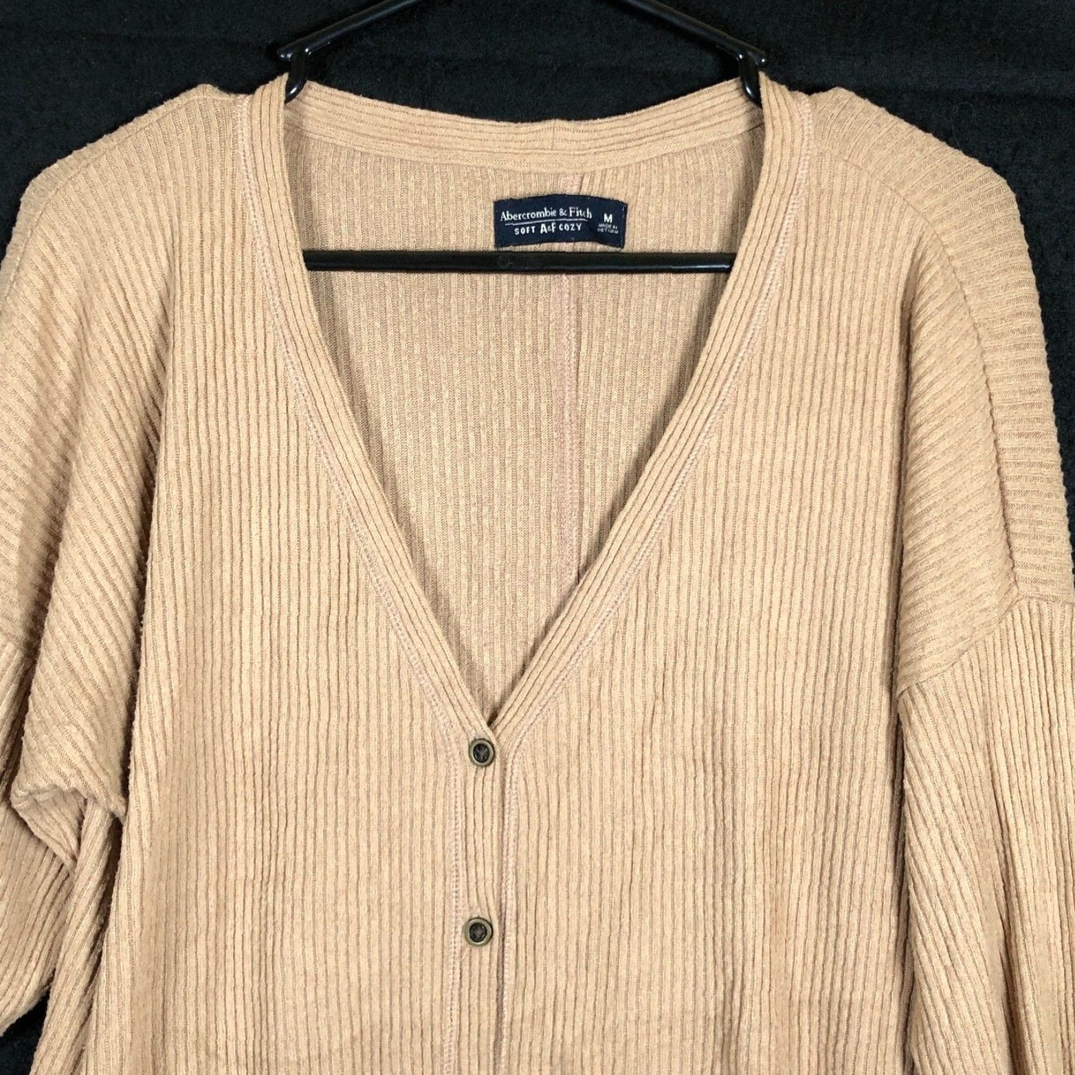 Abercrombie & Fitch Abercrombie & Fitch Womens Sweater Cardigan Knit V-Neck Brown M Front Tie Stretch Cozy Soft Size M / US 6-8 / IT 42-44 - 2 Thumbnail