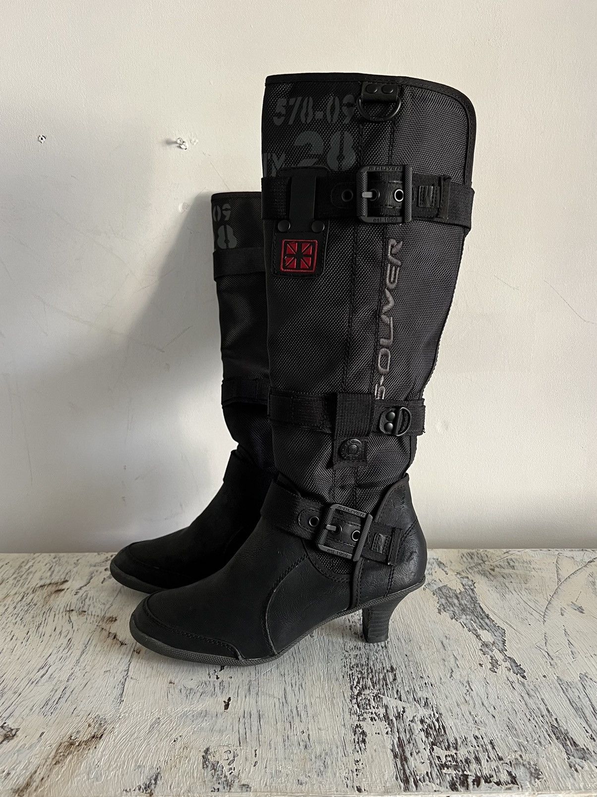 image of Avant Garde x S Oliver S.oliver Vintage Super Belted Cordura Heel Shoes Boots in Black, Women's (Si