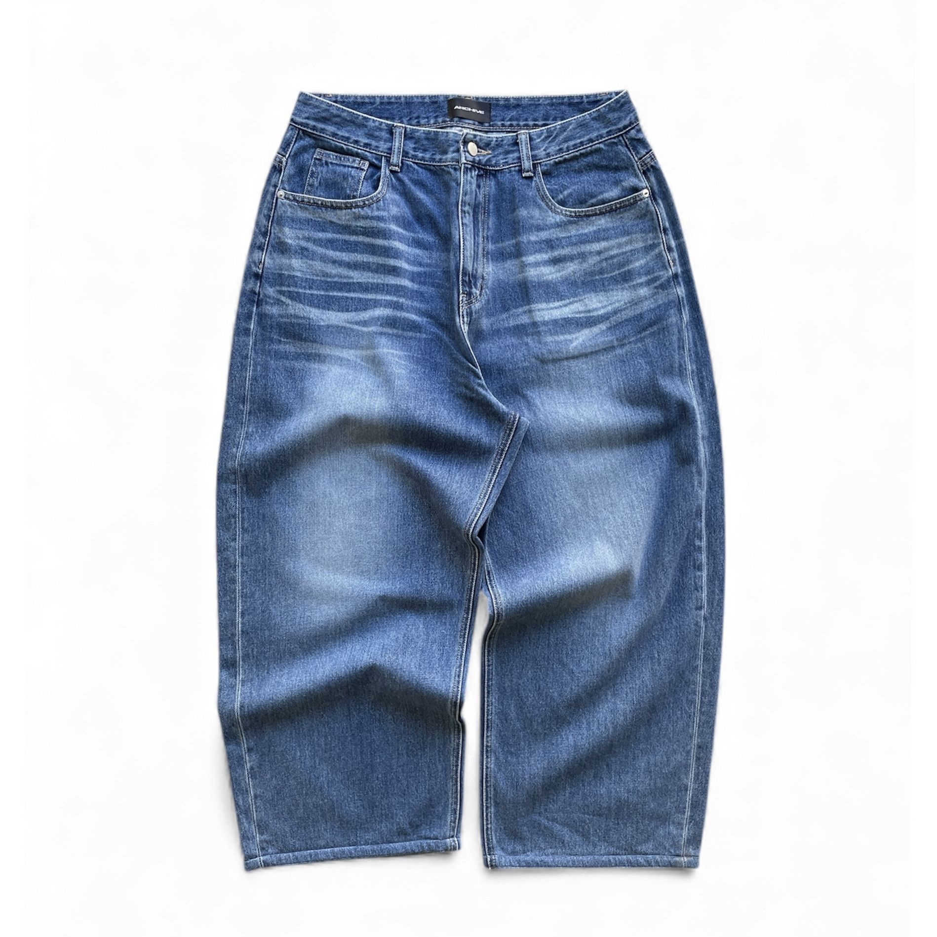 Japanese Brand Baggy skater hiphop denim faded stone wash jeans Size US 34 / EU 50 - 1 Thumbnail