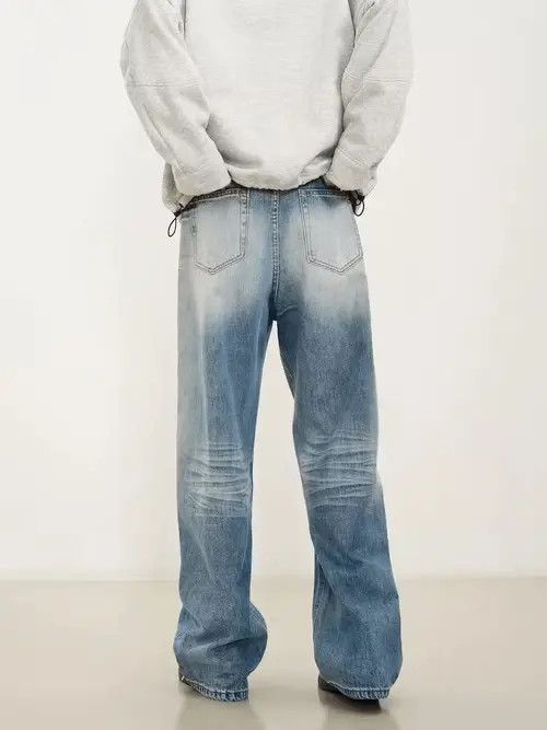 Vintage loose washed faded baggy gradient jeans Size US 32 / EU 48 - 3 Thumbnail