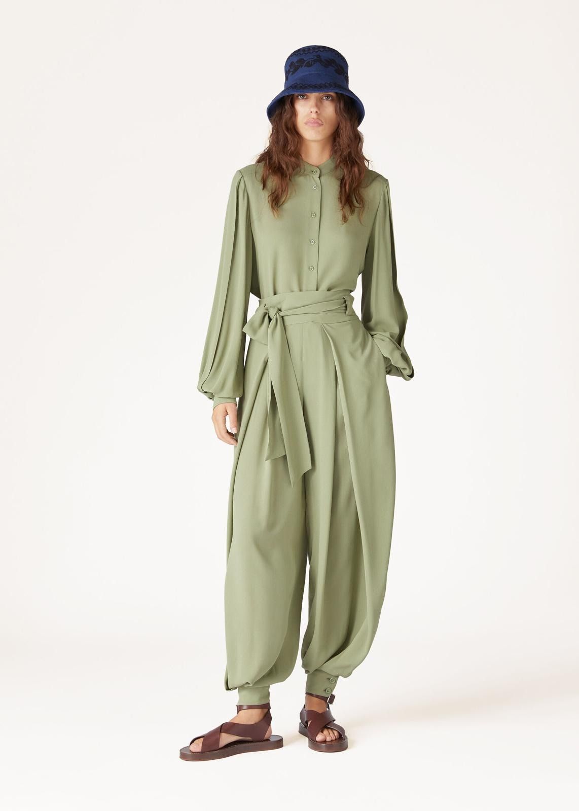 Loro Piana o1srvl11e0725 FAN8266 Sheryl Silk Shirt in Green Size XS / US 0-2 / IT 36-38 - 7 Thumbnail