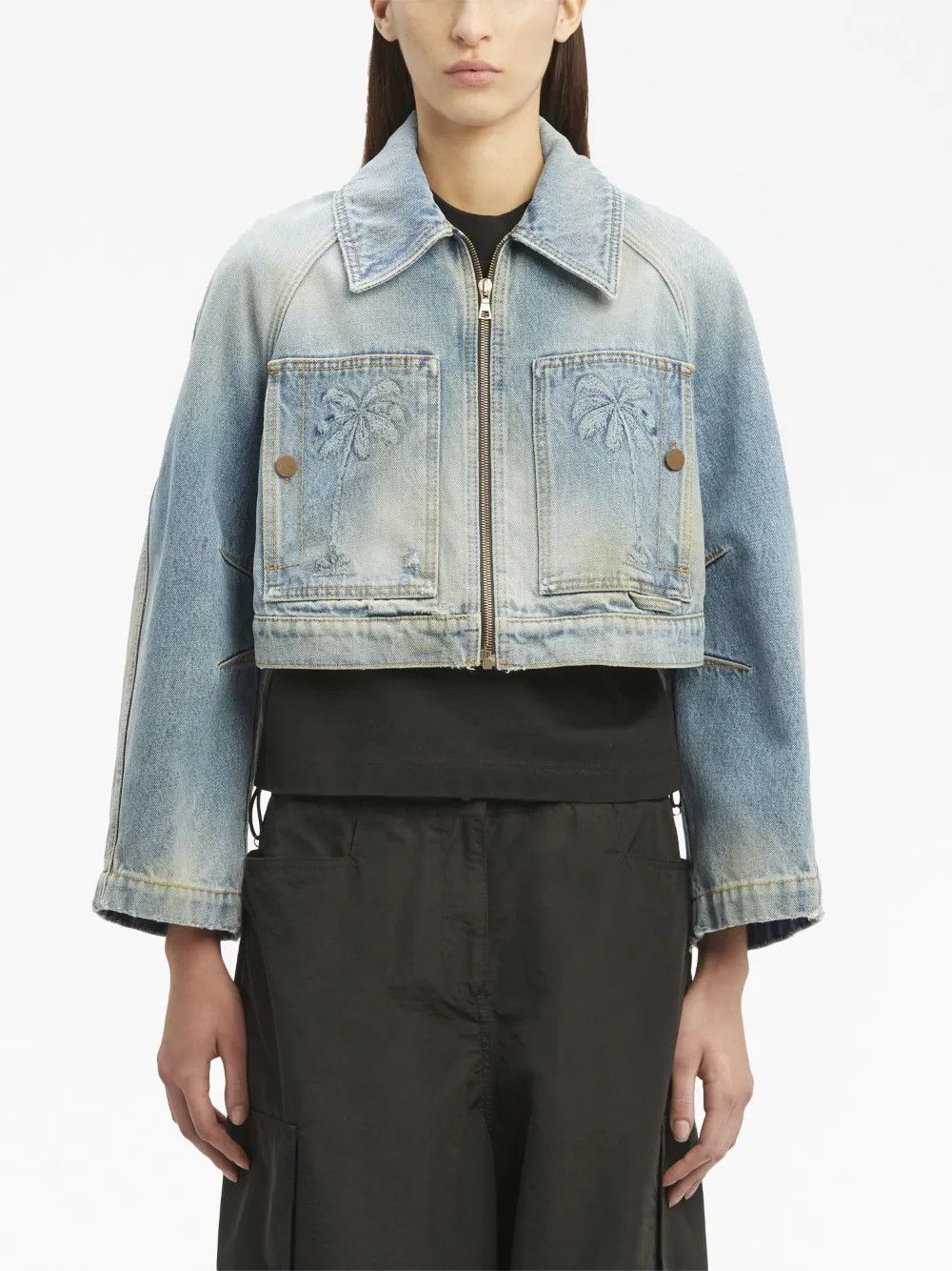 Palm Angels o1y1125 Denim Jacket in Light Blue Size M / US 6-8 / IT 42-44 - 3 Thumbnail